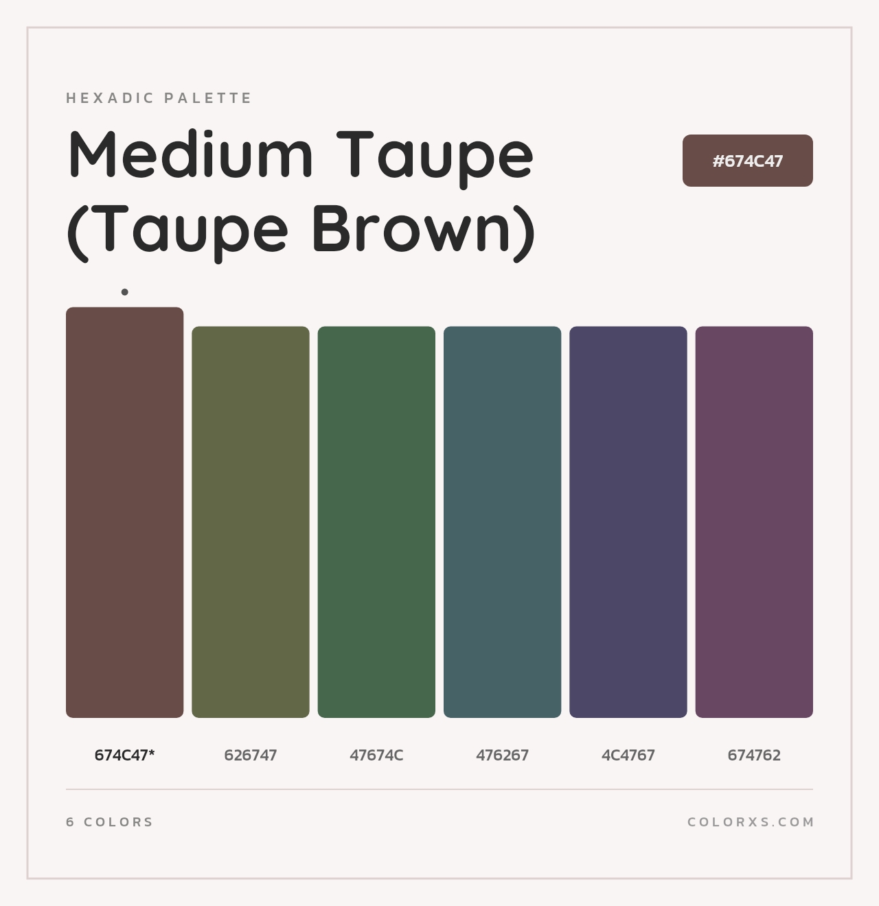 Medium Taupe (Taupe Brown) - Hexadic Color Palette