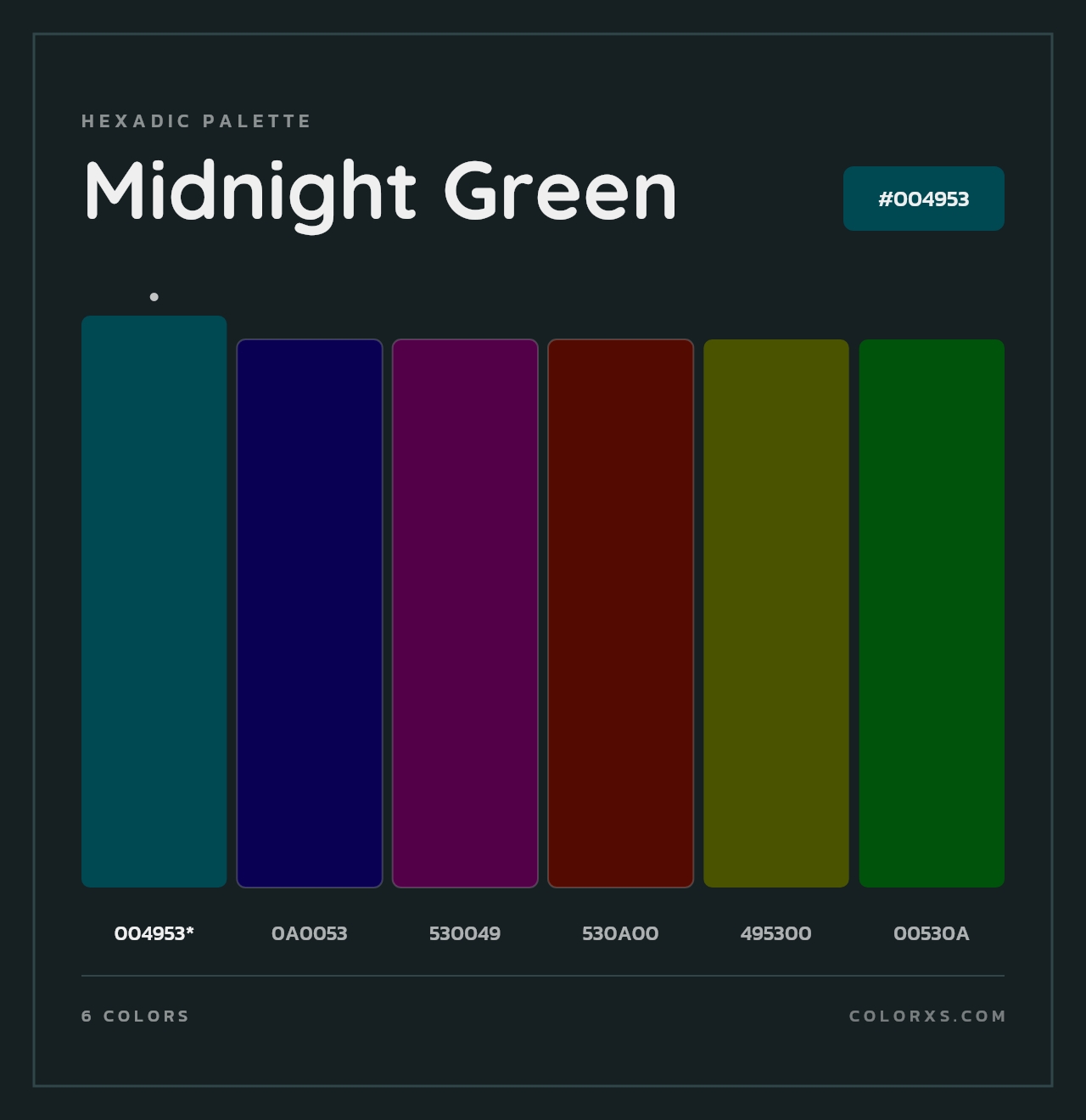Midnight Green - Hexadic Color Palette