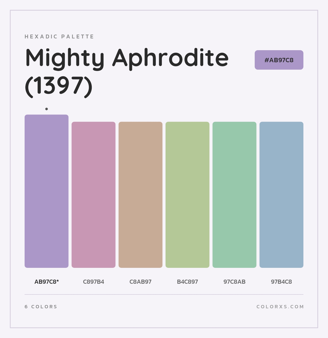 Mighty Aphrodite (1397) - Hexadic Color Palette