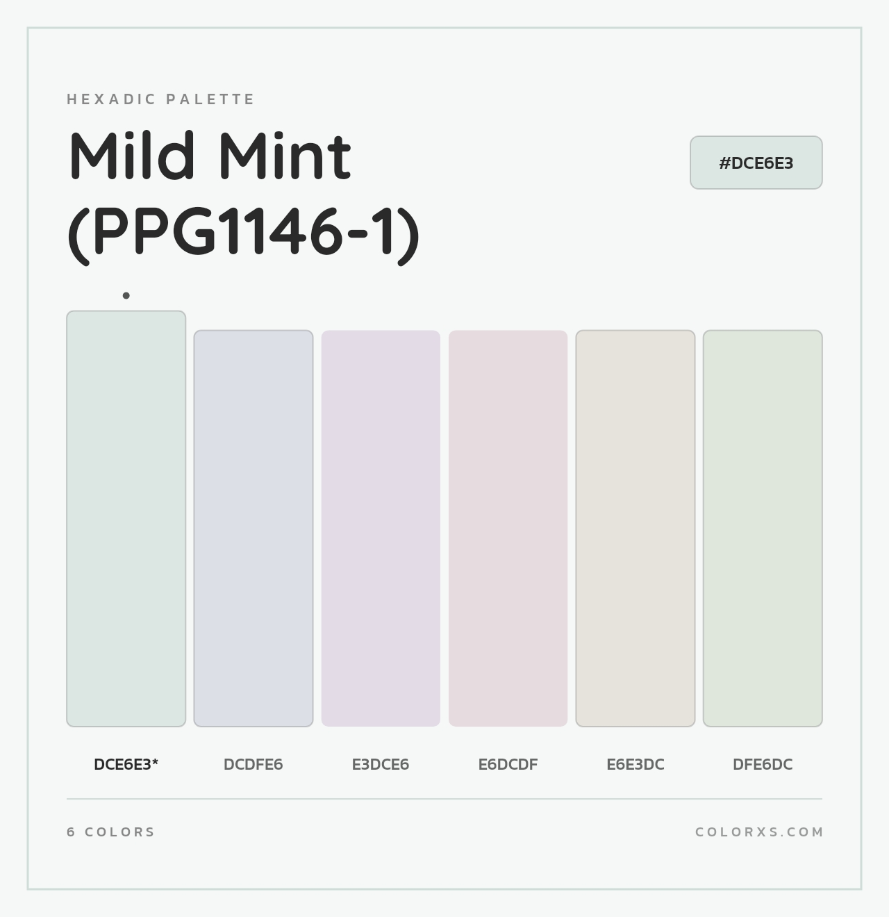 Mild Mint (PPG1146-1) - Hexadic Color Palette