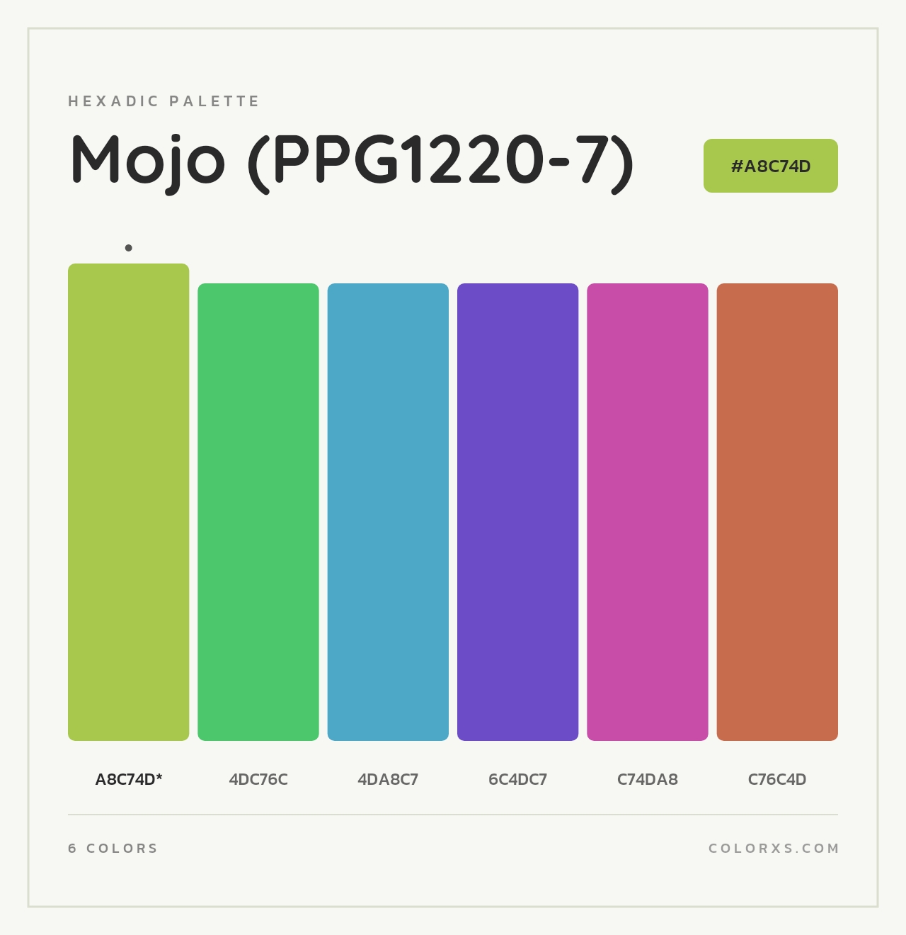 Mojo (PPG1220-7) - Hexadic Color Palette