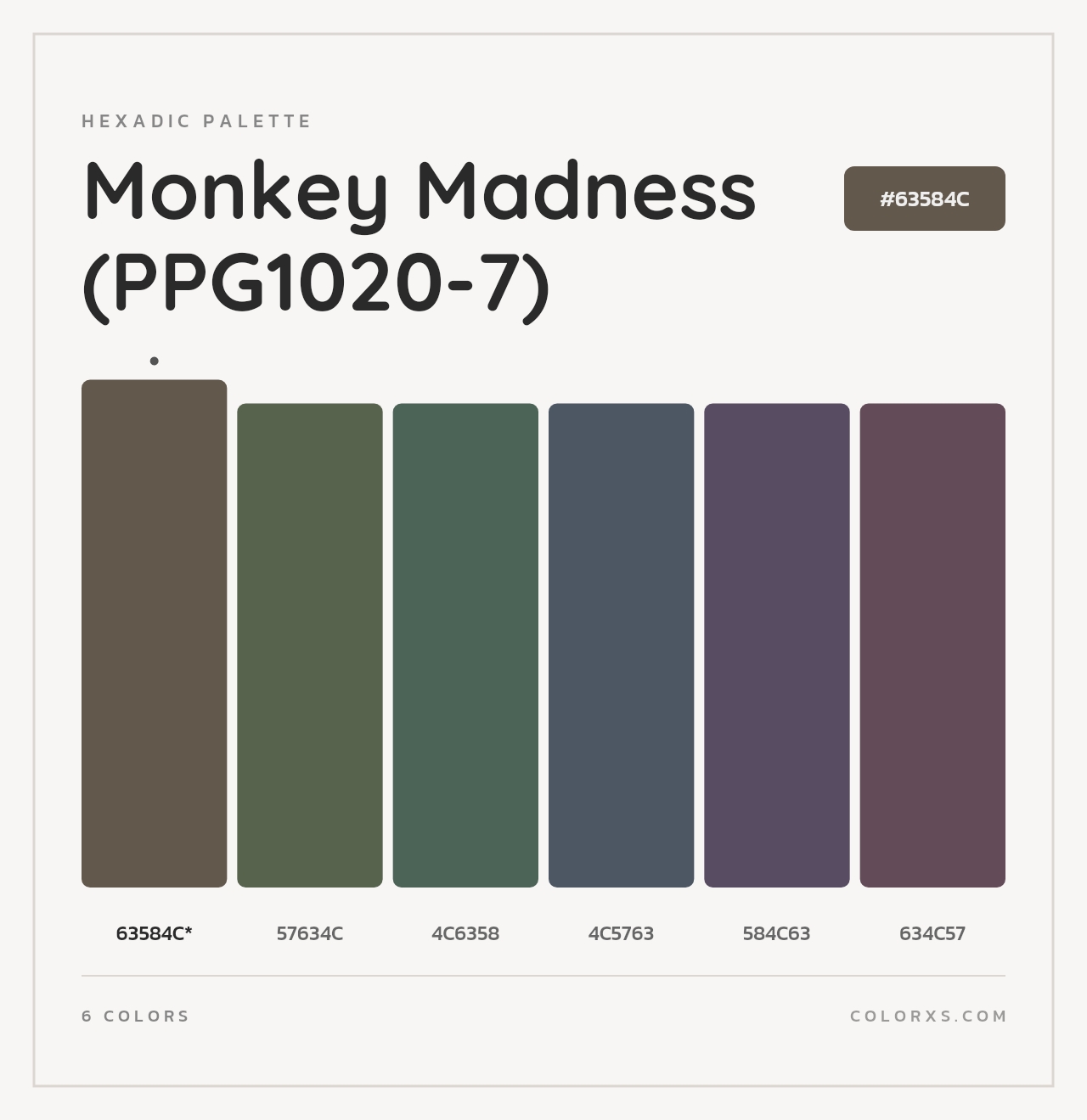 Monkey Madness (PPG1020-7) - Hexadic Color Palette