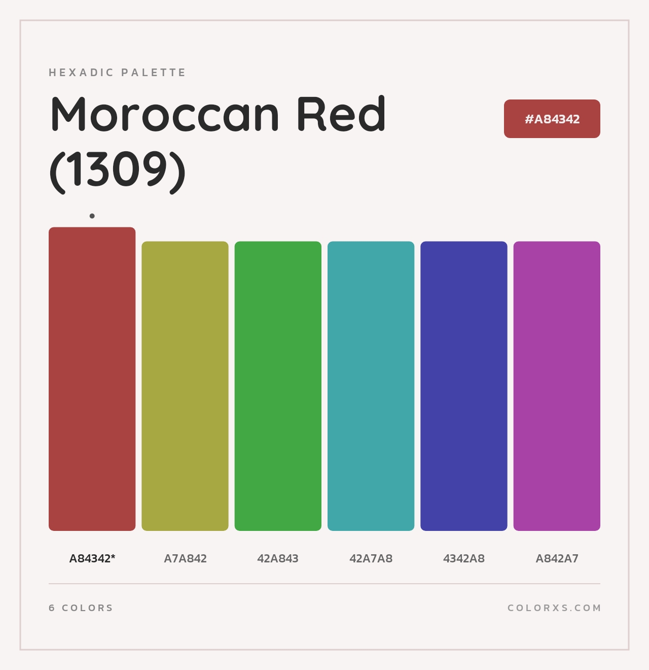 Moroccan Red (1309) - Hexadic Color Palette