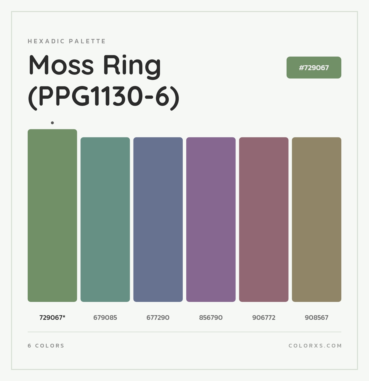 Moss Ring (PPG1130-6) - Hexadic Color Palette