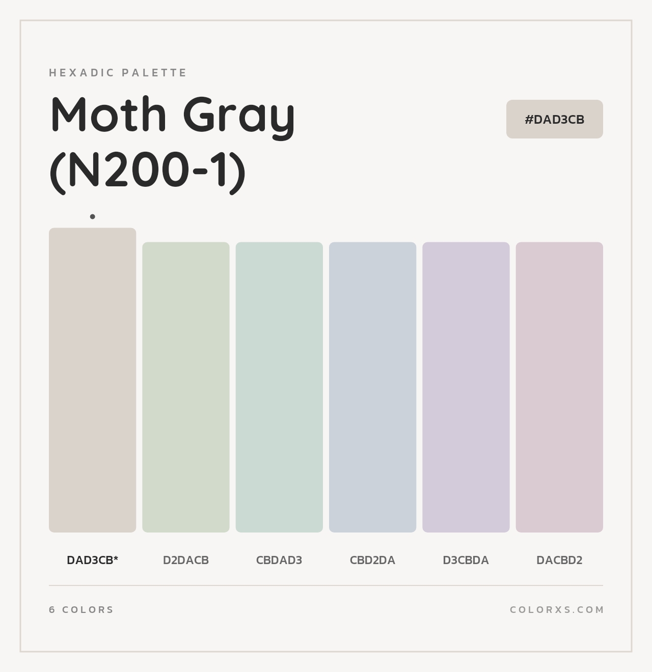 Moth Gray (N200-1) - Hexadic Color Palette