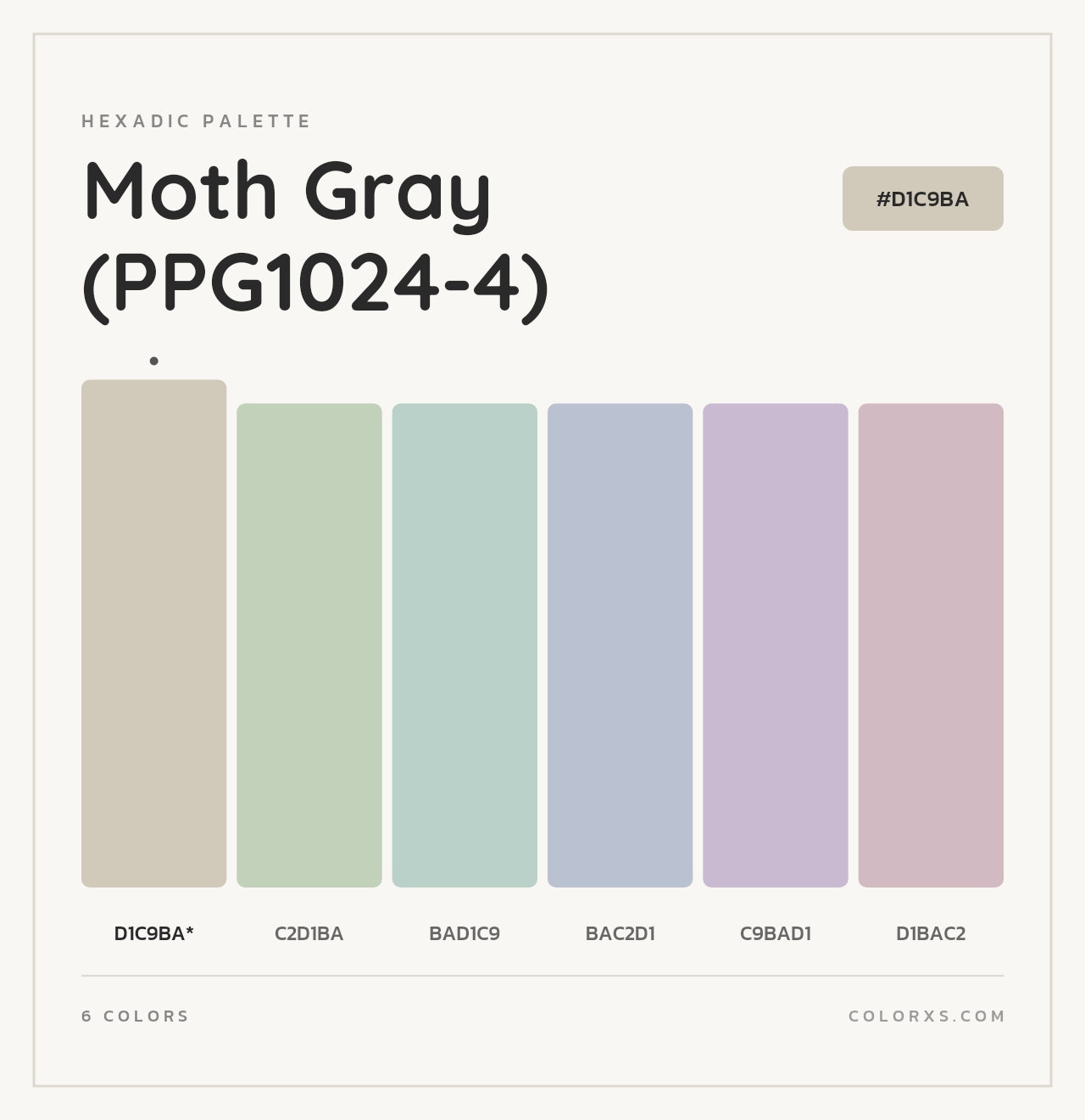 Moth Gray (PPG1024-4) - Hexadic Color Palette