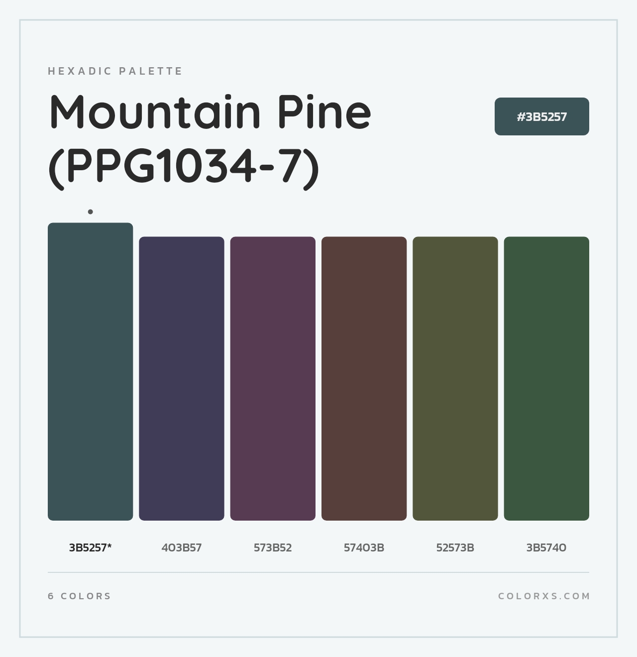 Mountain Pine (PPG1034-7) - Hexadic Color Palette