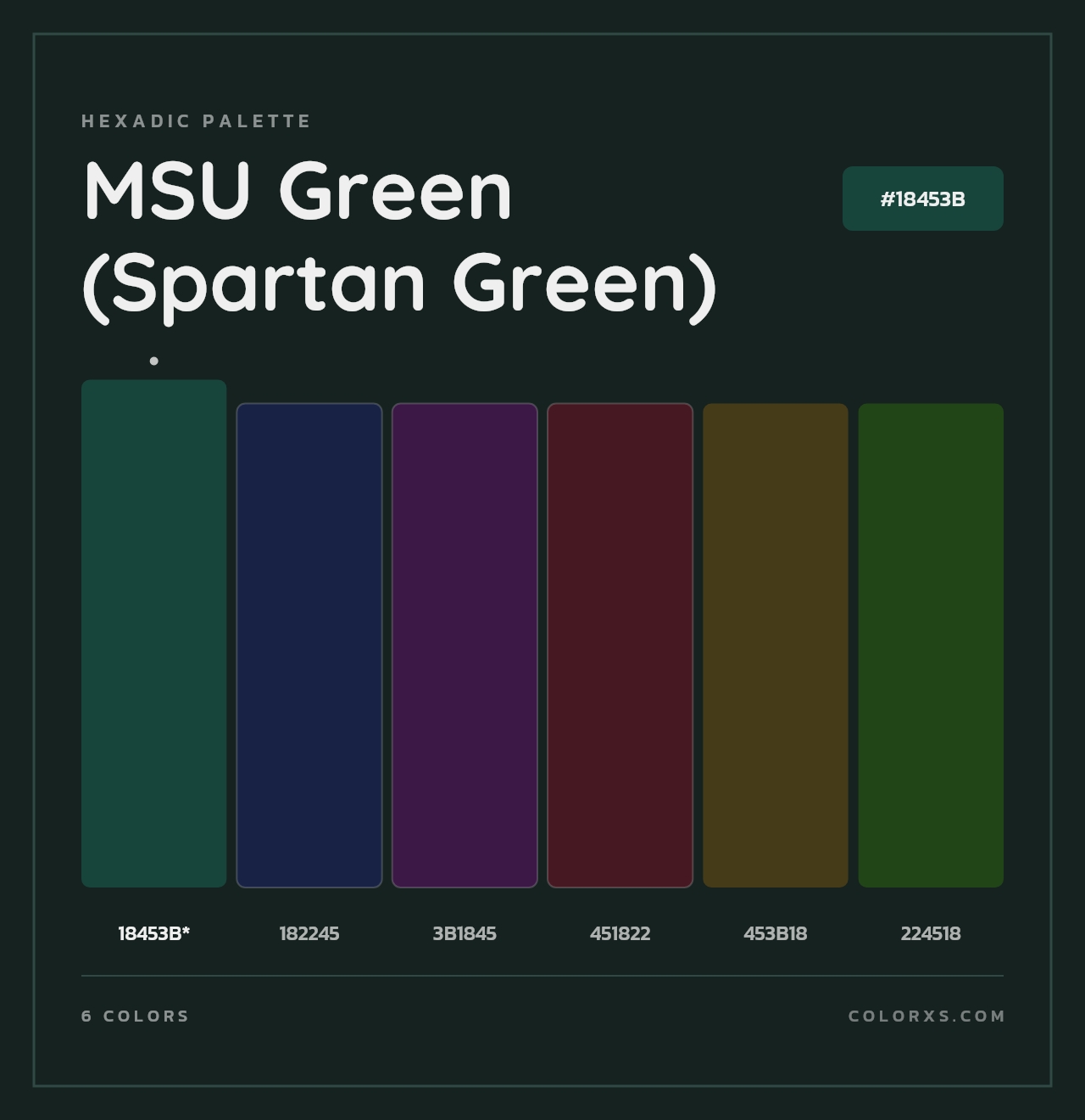 MSU Green (Spartan Green) - Hexadic Color Palette