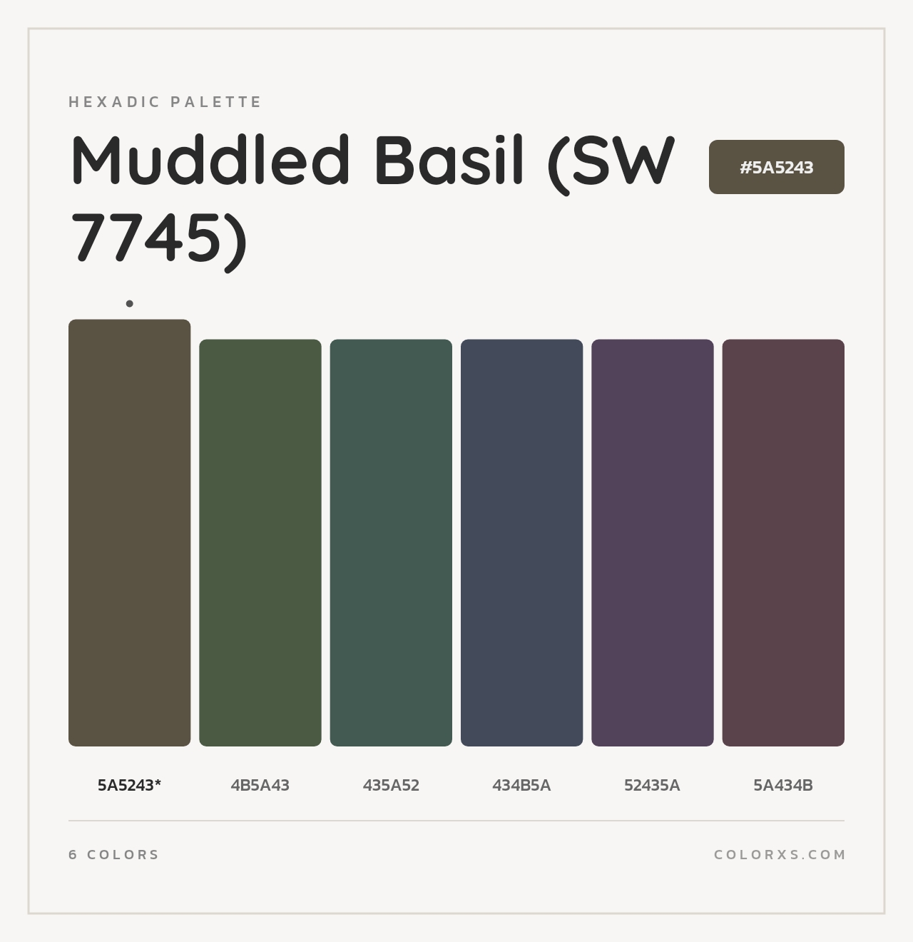 Muddled Basil (SW 7745) - Hexadic Color Palette