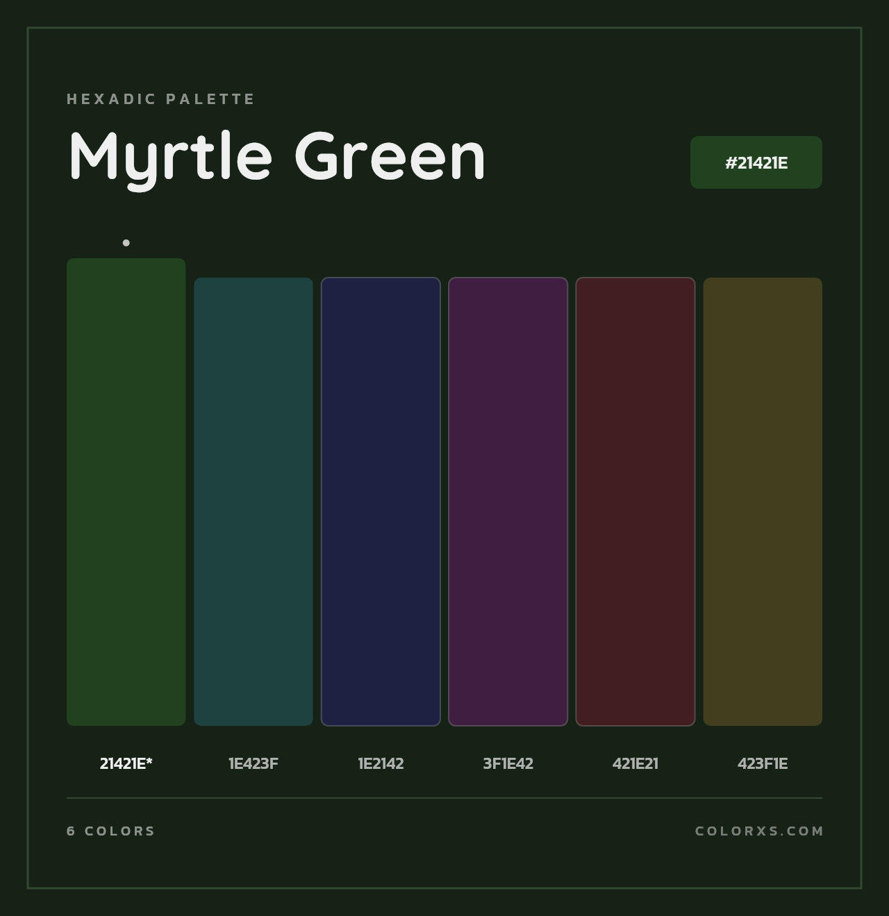 Myrtle Green - Hexadic Color Palette
