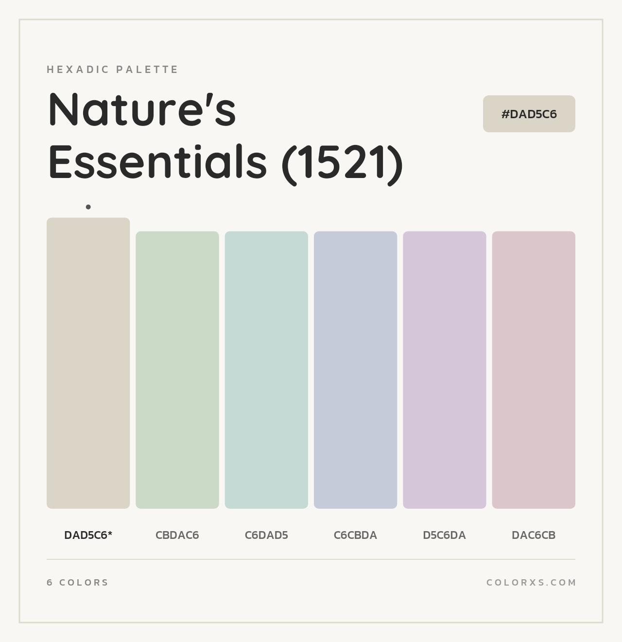 Nature's Essentials (1521) - Hexadic Color Palette