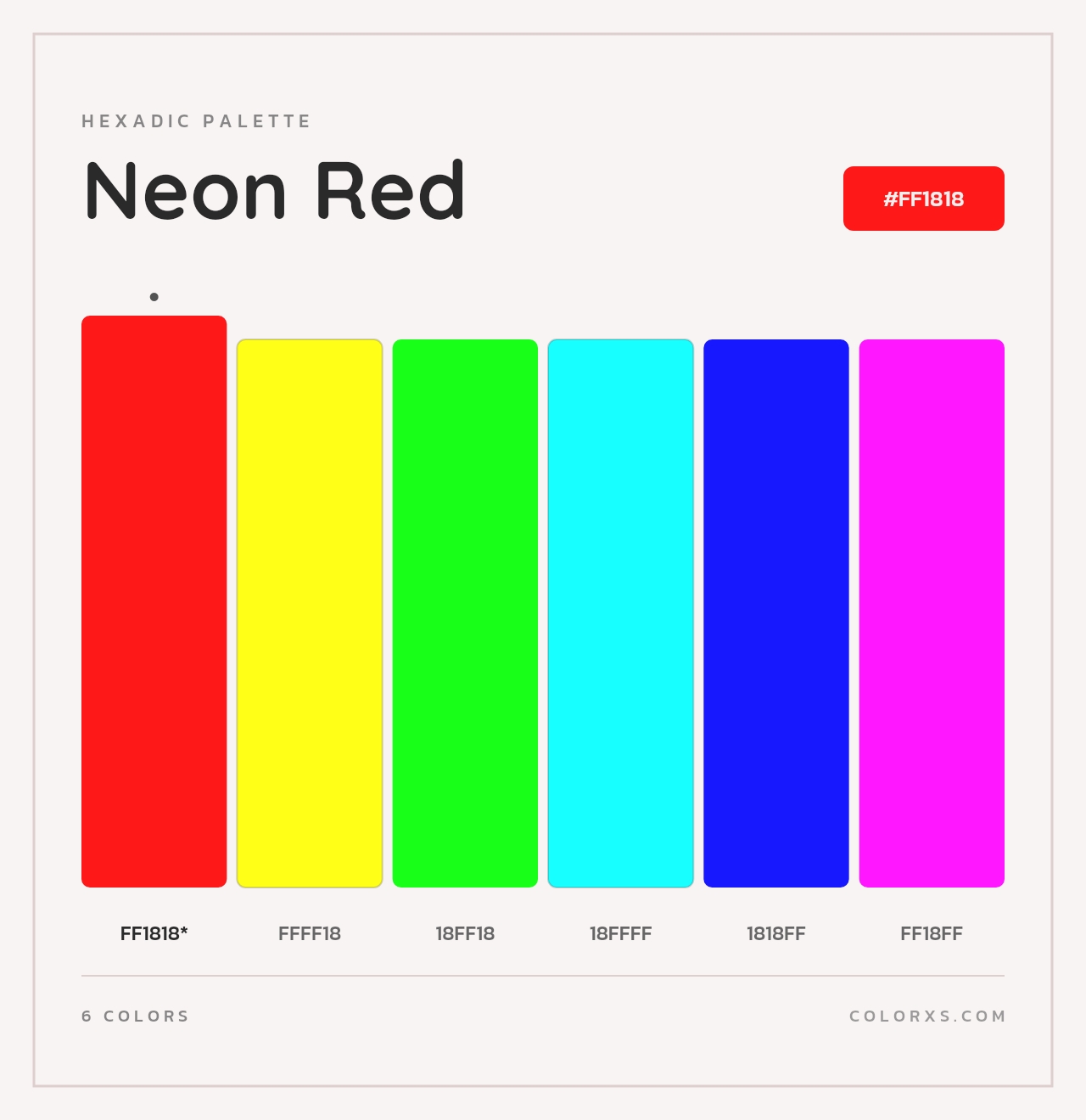 Neon Red - Hexadic Color Palette