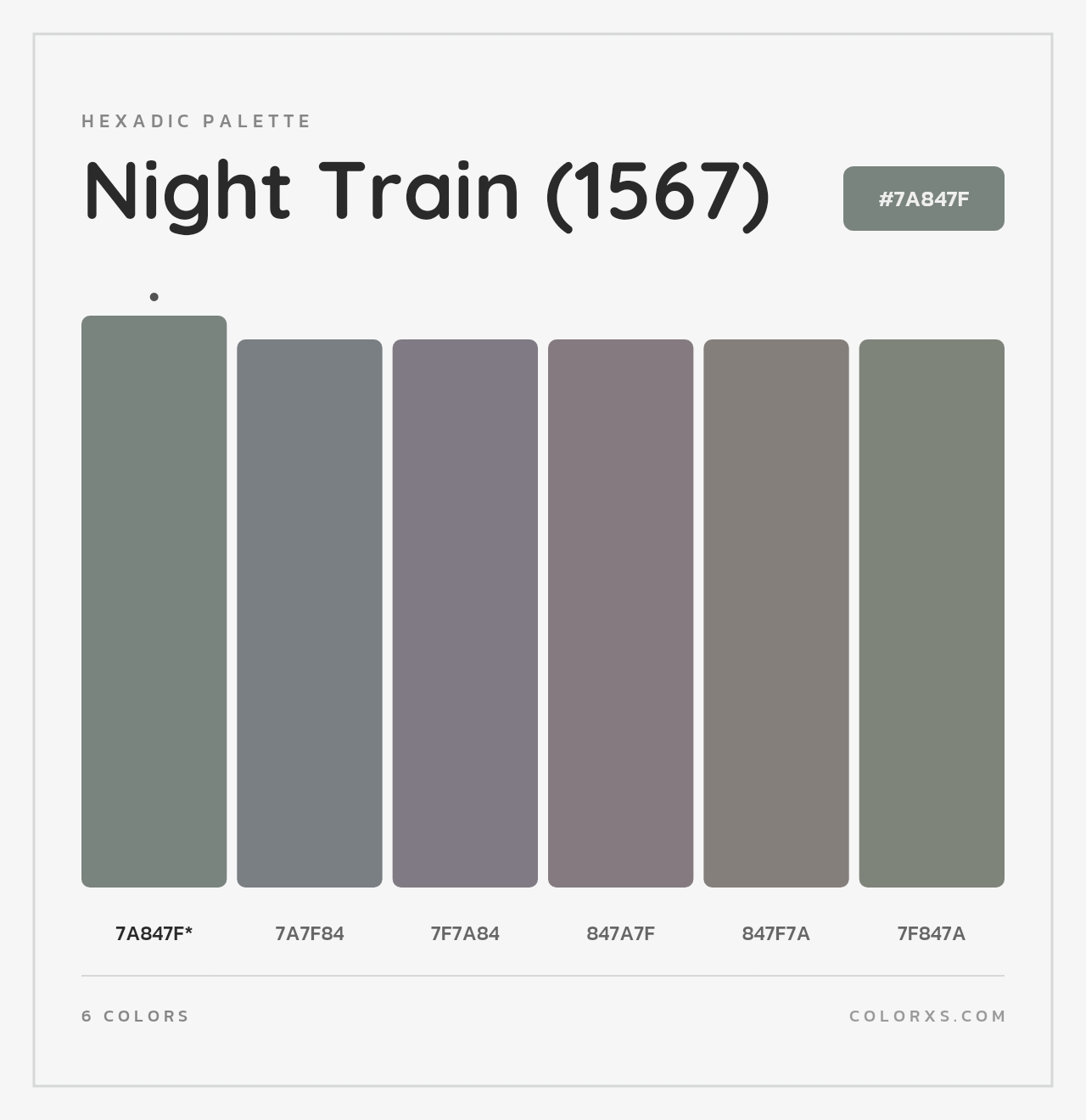 Night Train (1567) - Hexadic Color Palette