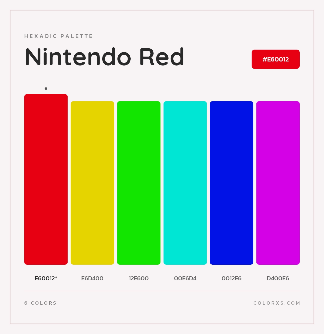 Nintendo Red - Hexadic Color Palette