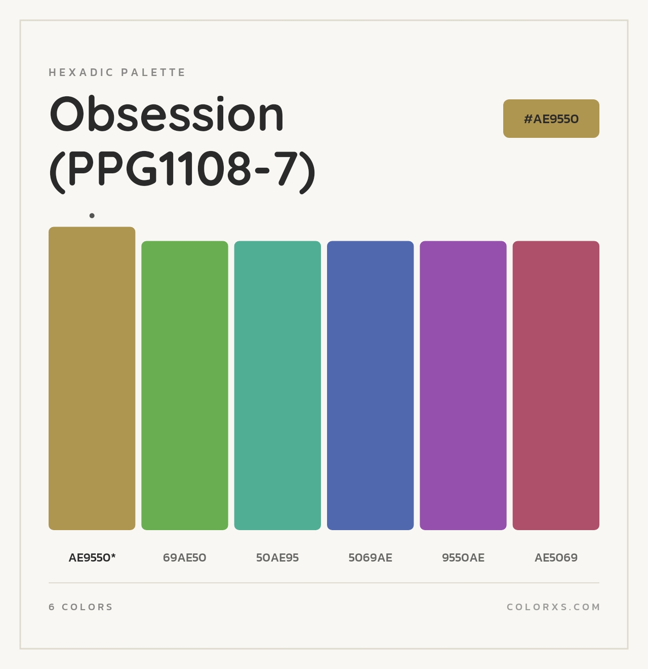 Obsession (PPG1108-7) - Hexadic Color Palette