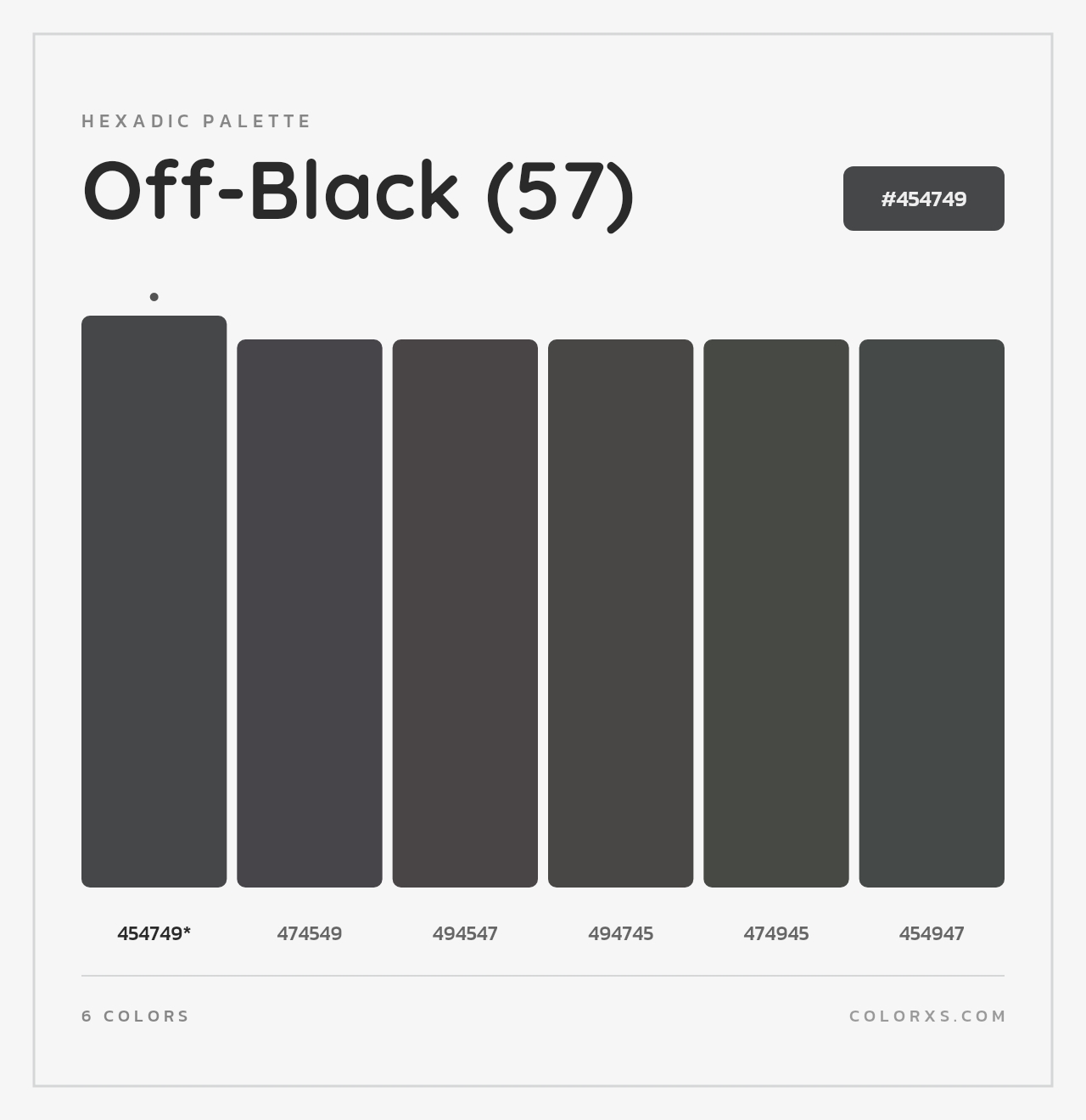 Off-Black (57) - Hexadic Color Palette