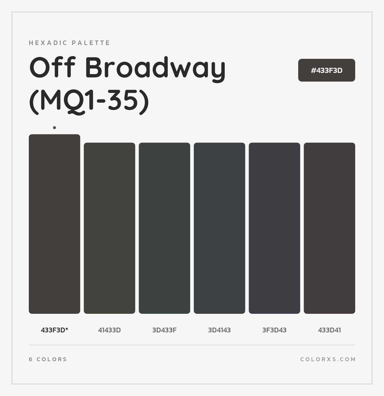 Off Broadway (MQ1-35) - Hexadic Color Palette