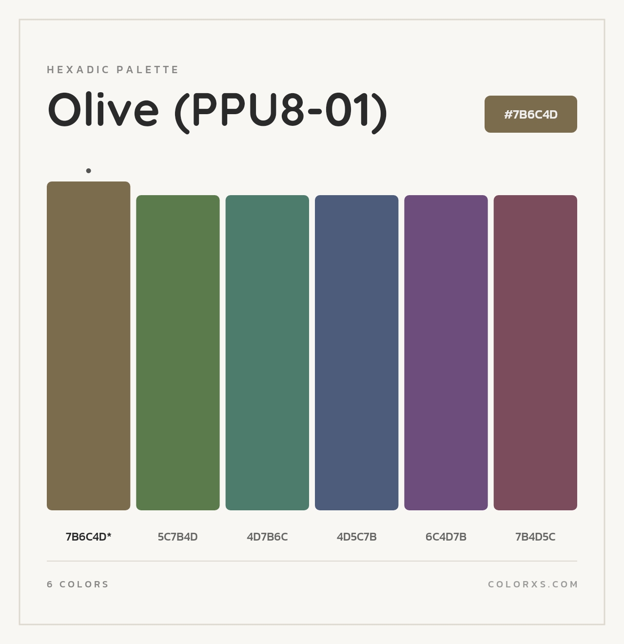 Olive (PPU8-01) - Hexadic Color Palette