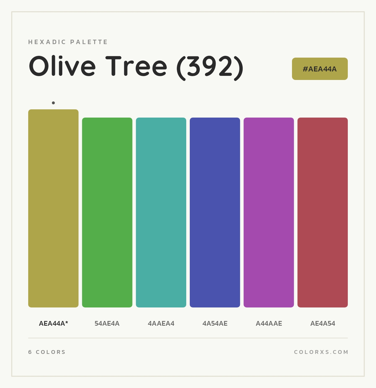Olive Tree (392) - Hexadic Color Palette