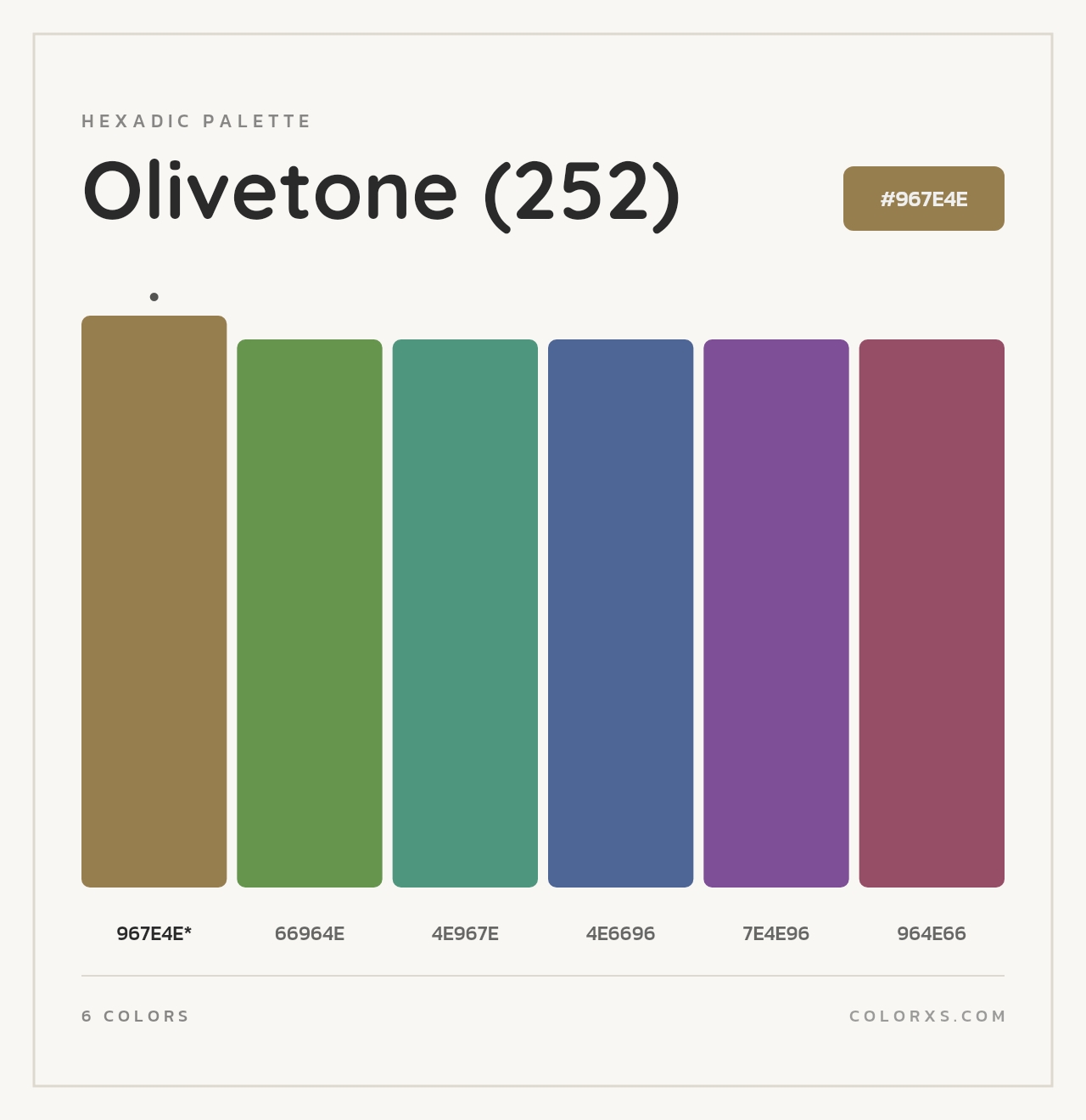 Olivetone (252) - Hexadic Color Palette