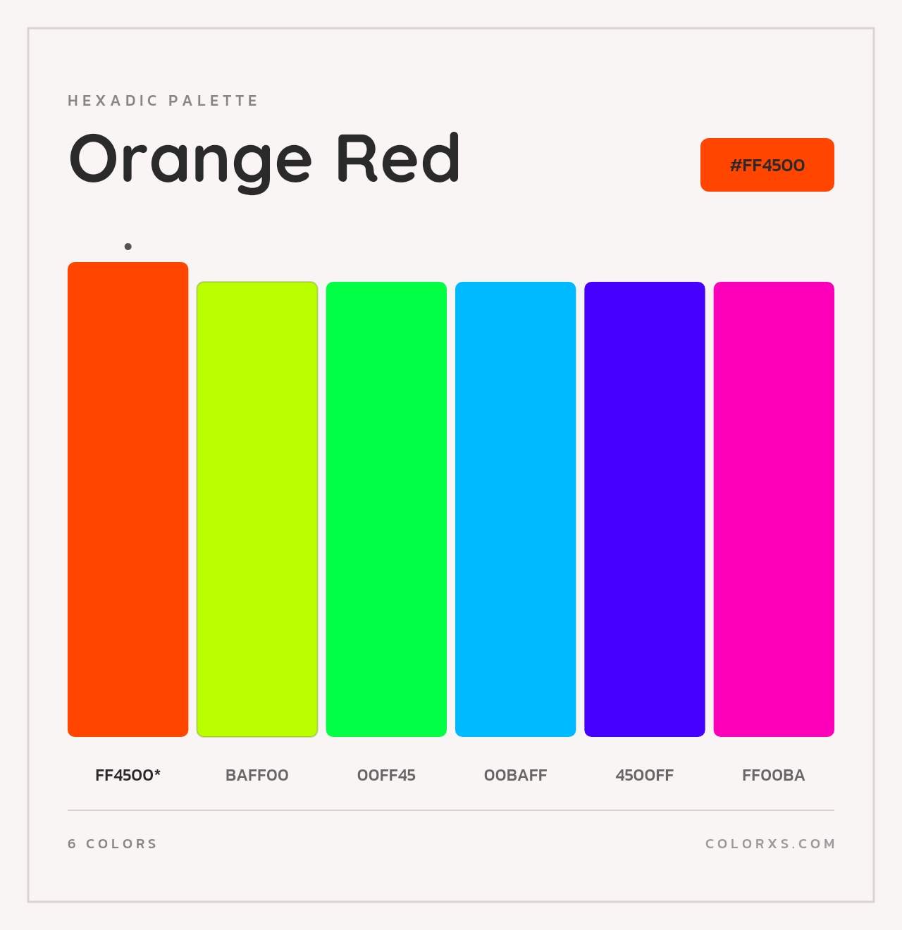 Orange Red - Hexadic Color Palette