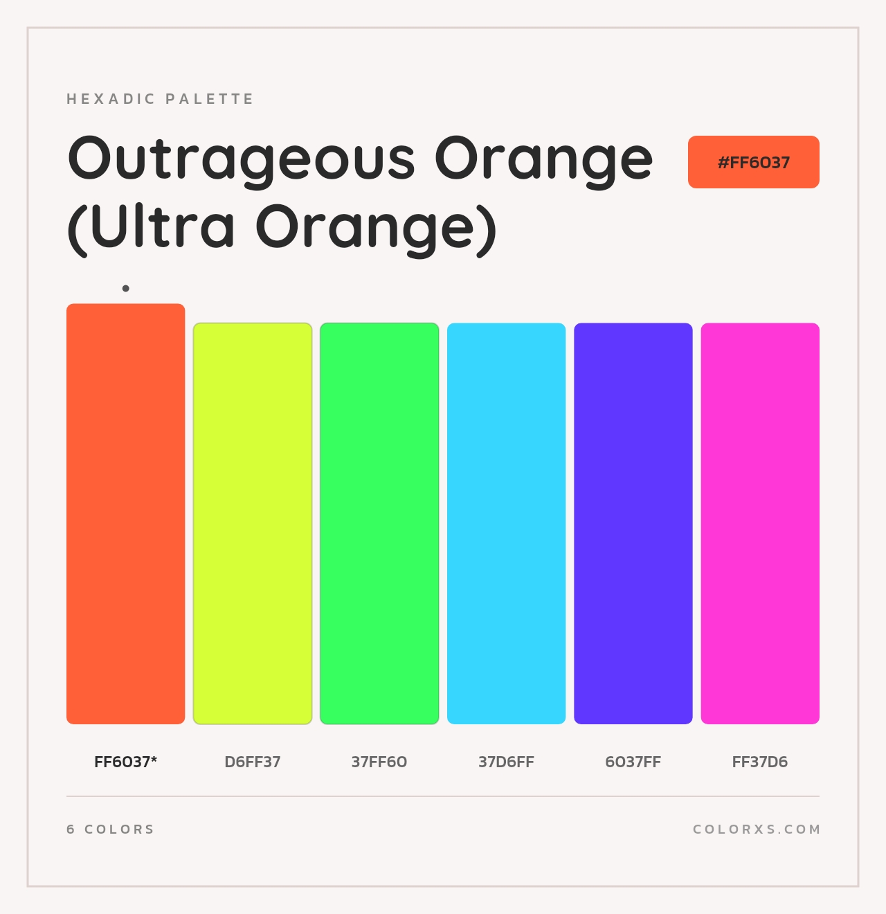 Outrageous Orange (Ultra Orange) - Hexadic Color Palette