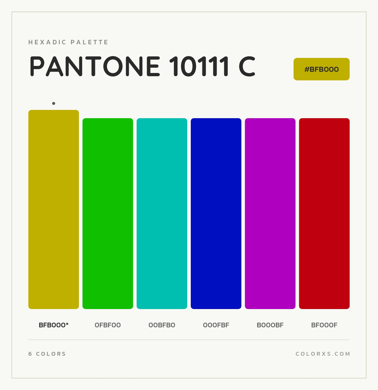 PANTONE 10111 C - Hexadic Color Palette