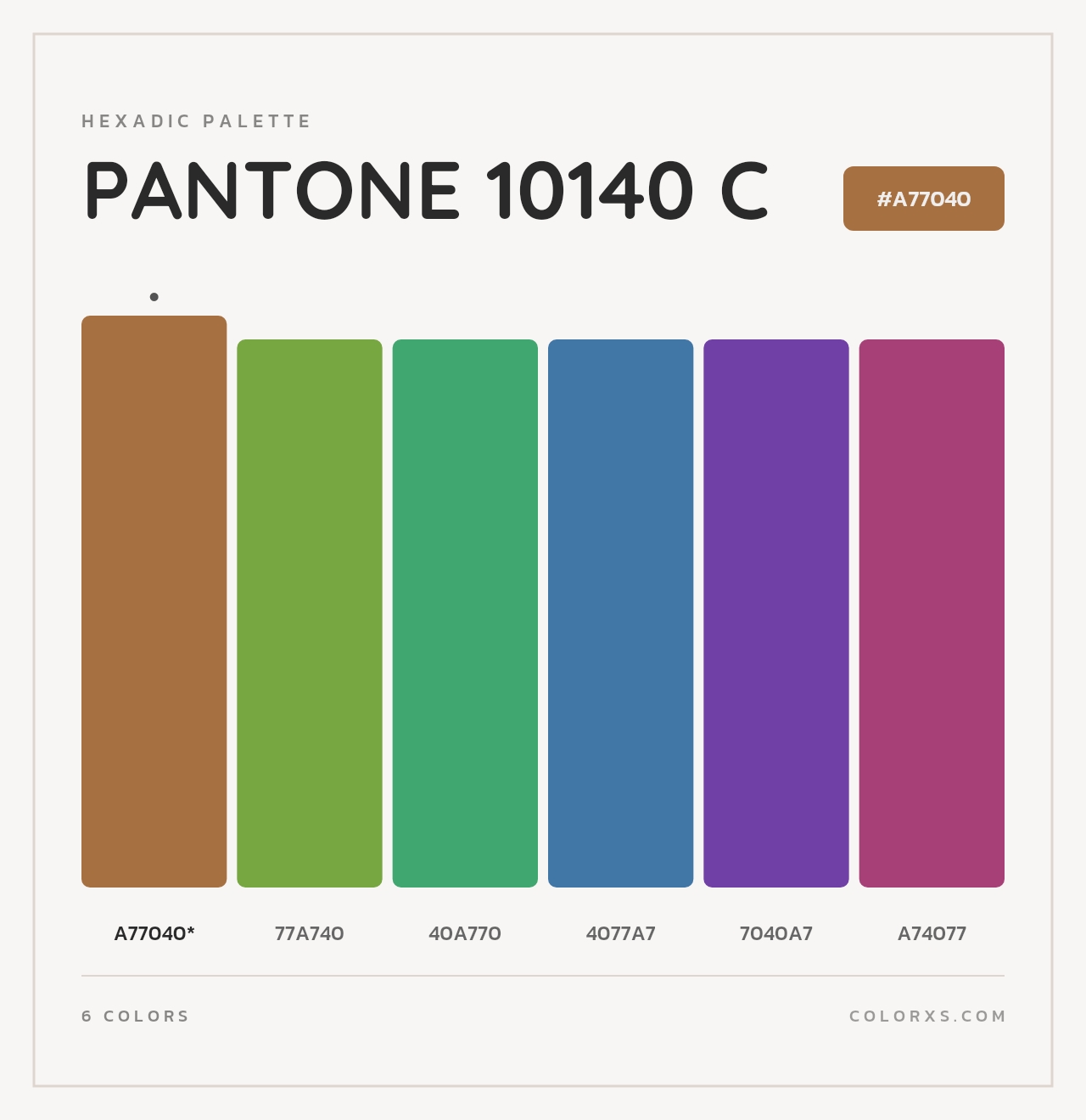 PANTONE 10140 C - Hexadic Color Palette
