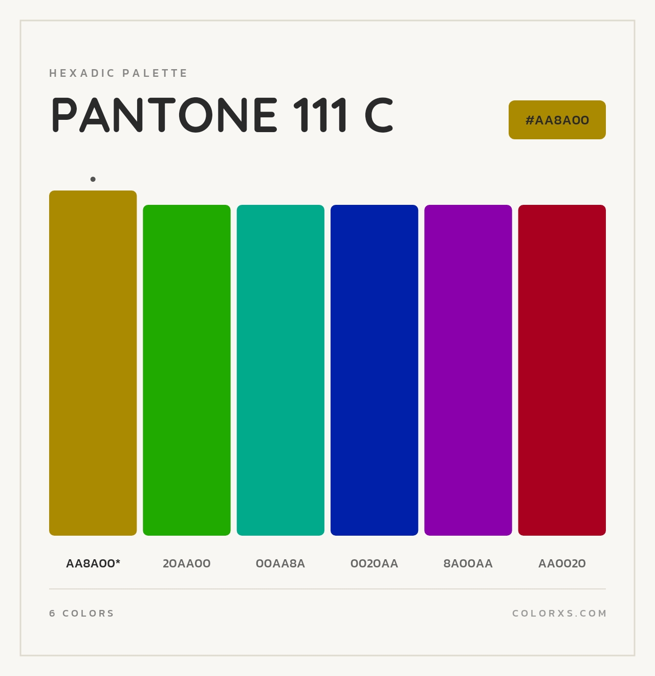 PANTONE 111 C - Hexadic Color Palette