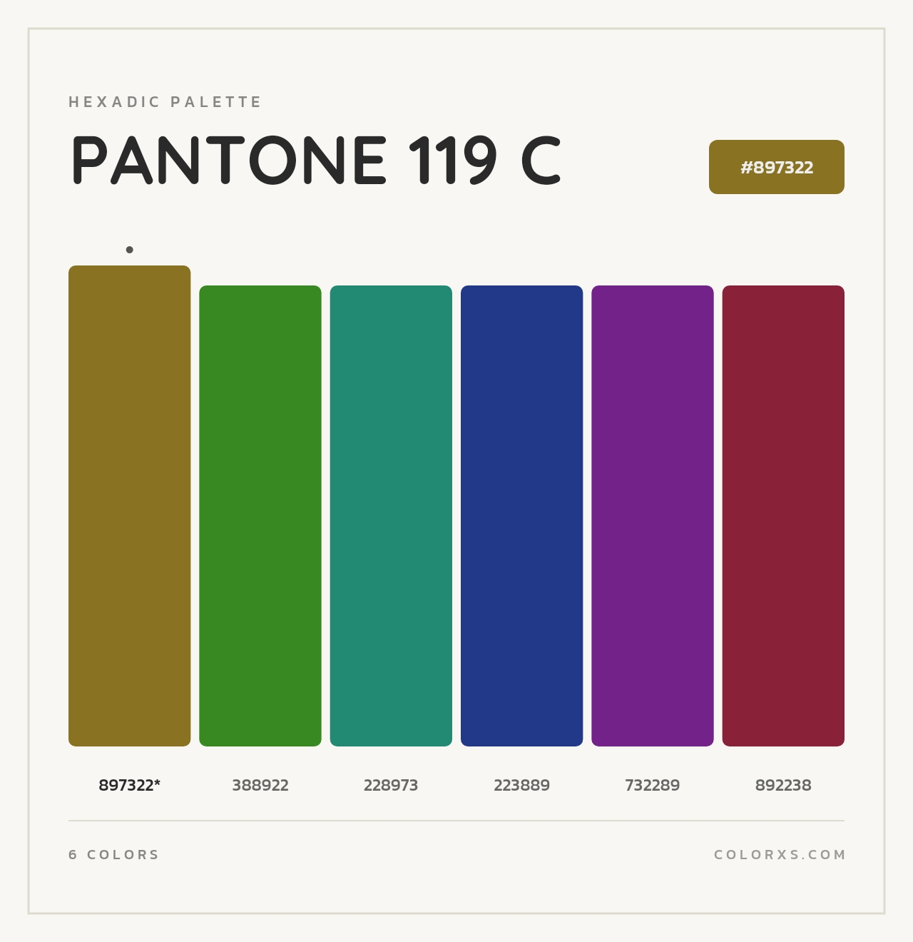 PANTONE 119 C - Hexadic Color Palette