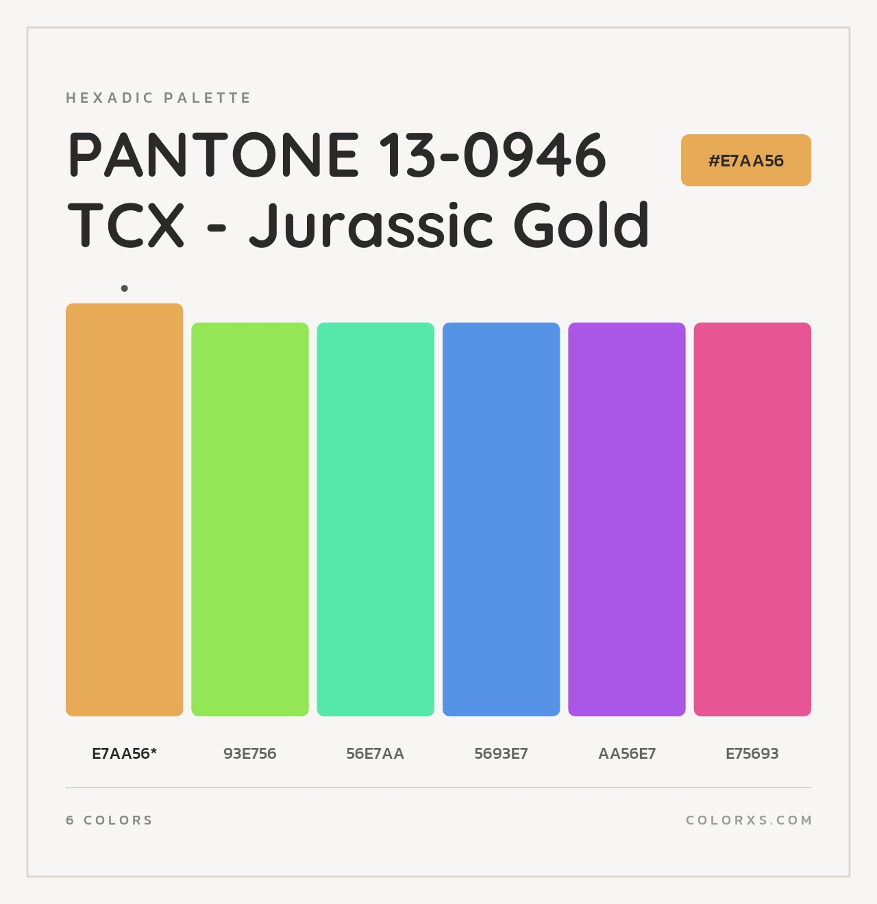 PANTONE 13-0946 TCX - Jurassic Gold - Hexadic Color Palette