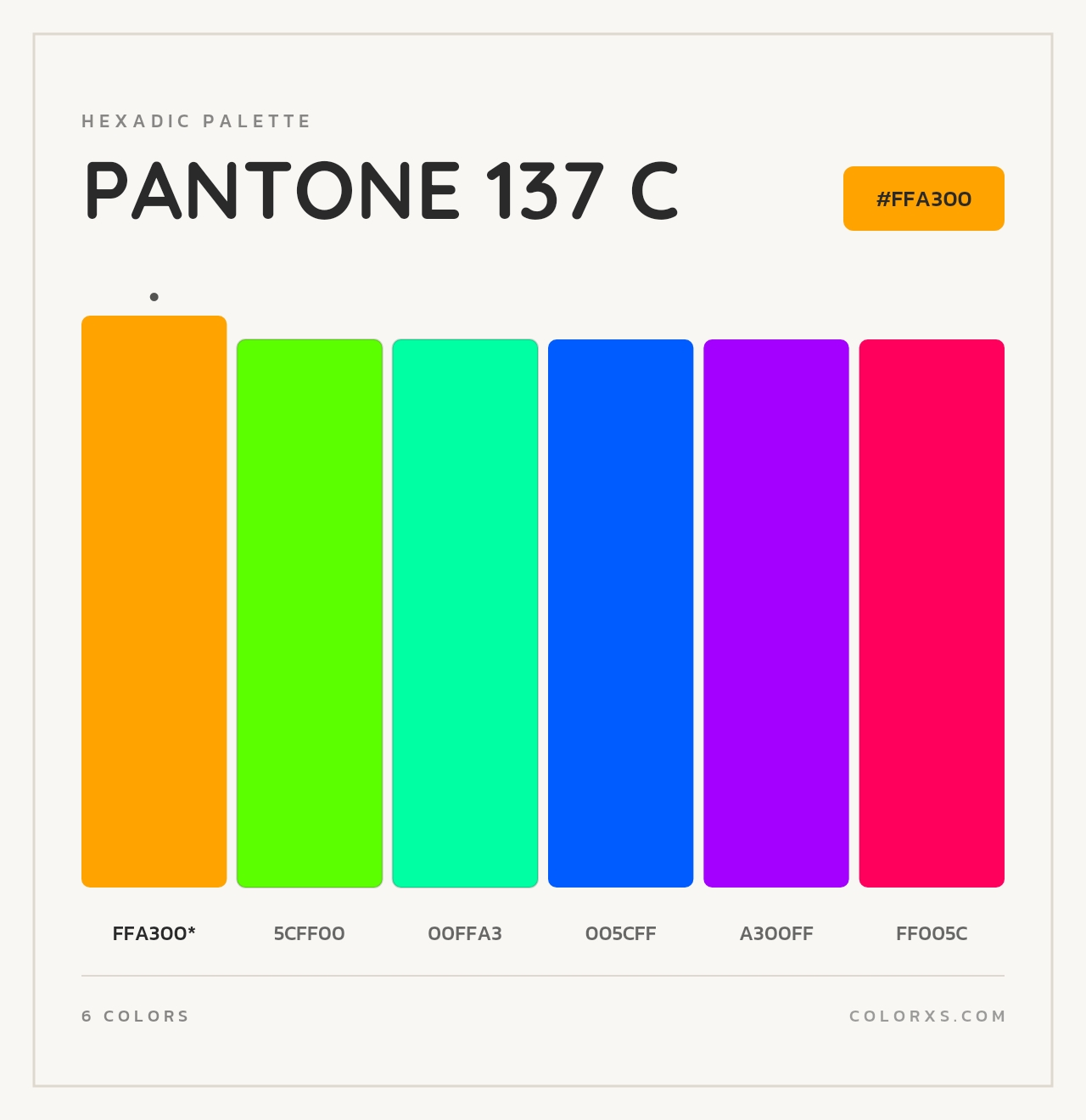 PANTONE 137 C - Hexadic Color Palette