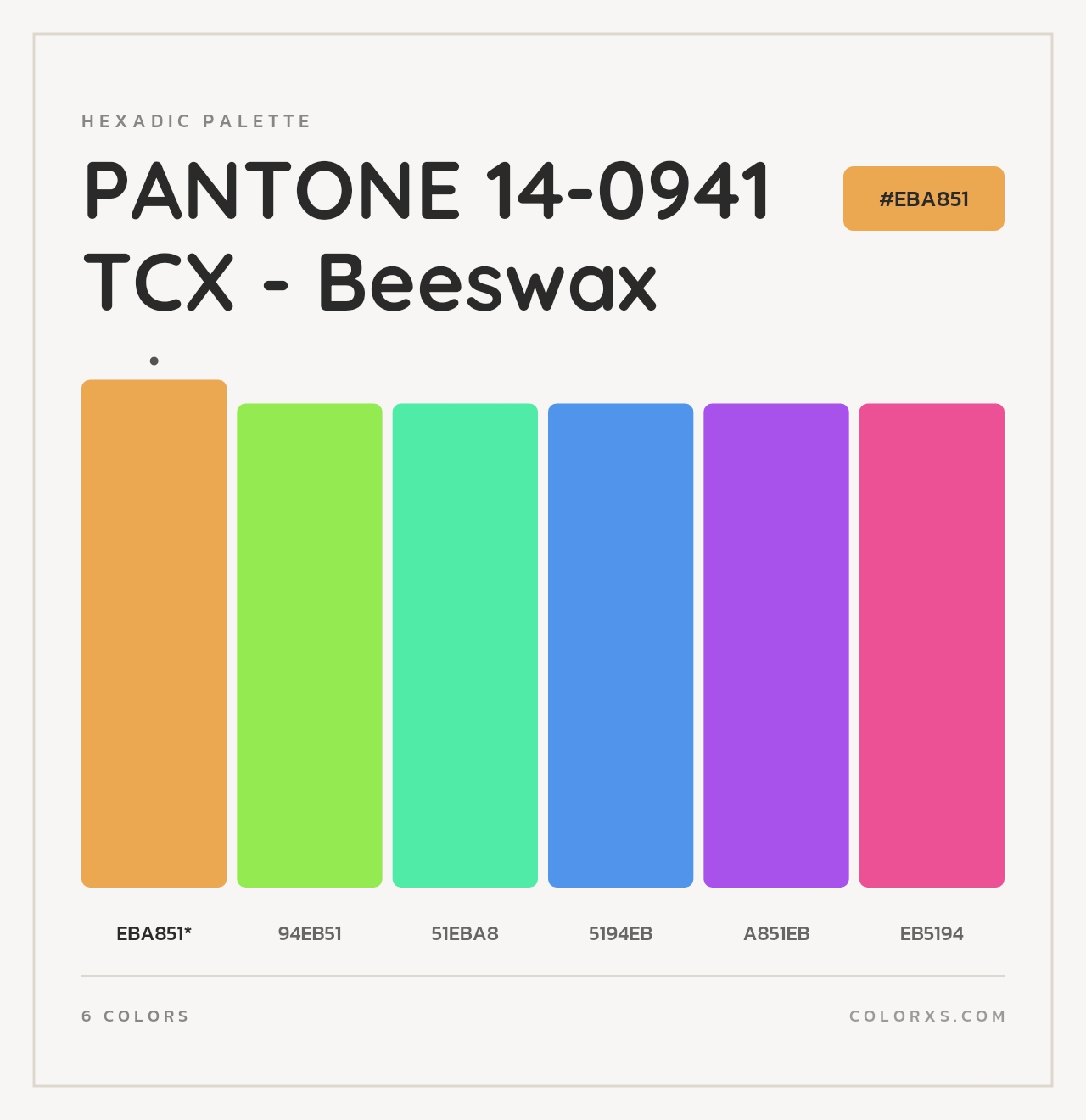 PANTONE 14-0941 TCX - Beeswax - Hexadic Color Palette