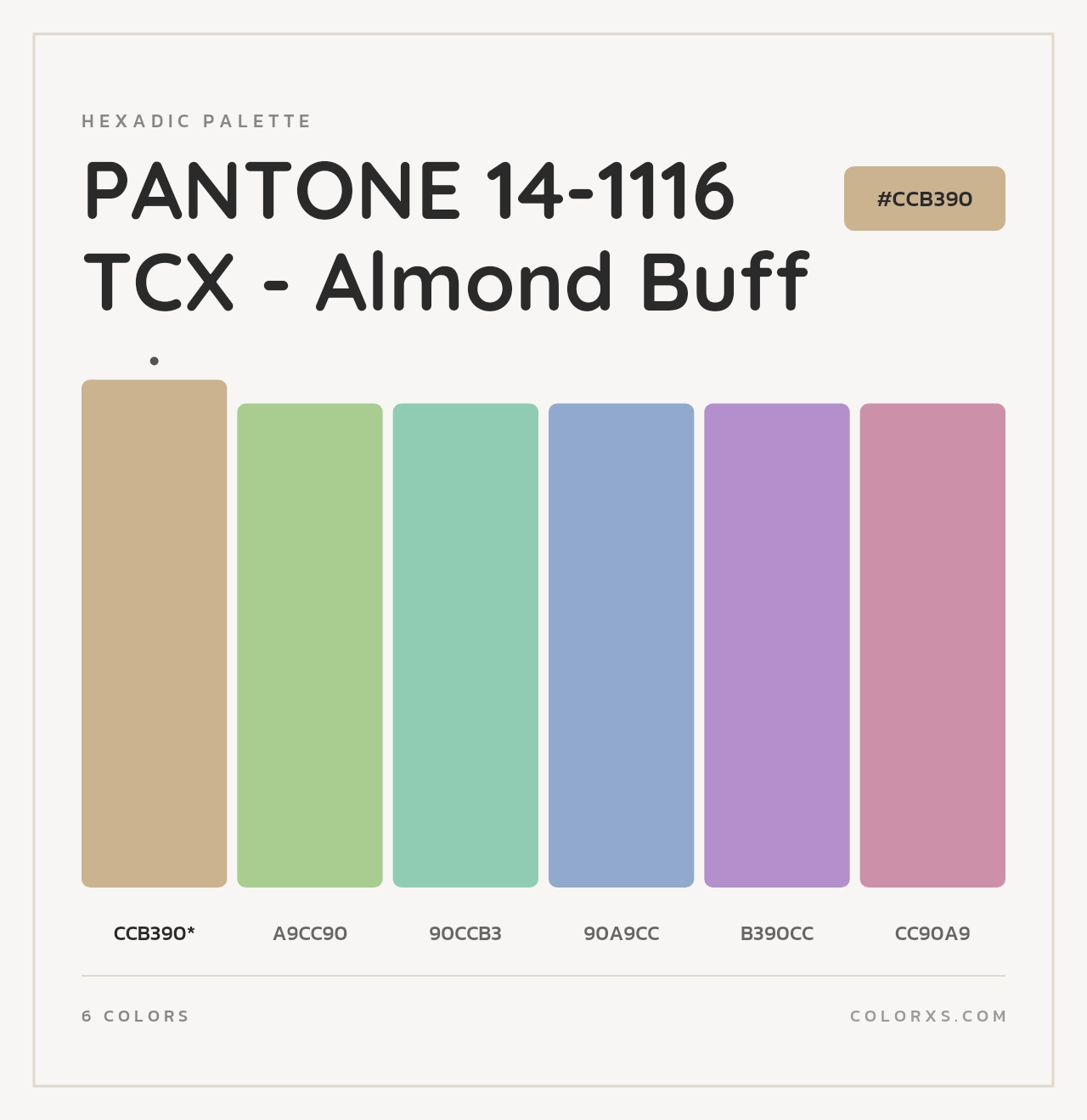 PANTONE 14-1116 TCX - Almond Buff - Hexadic Color Palette