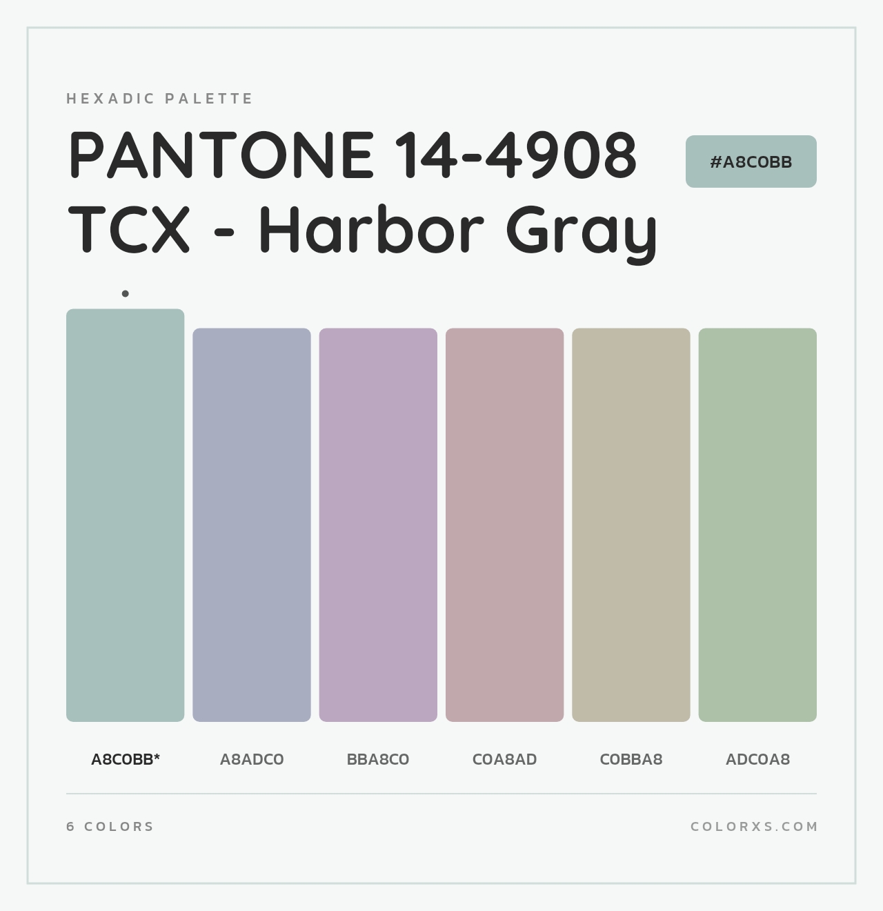 PANTONE 14-4908 TCX - Harbor Gray - Hexadic Color Palette