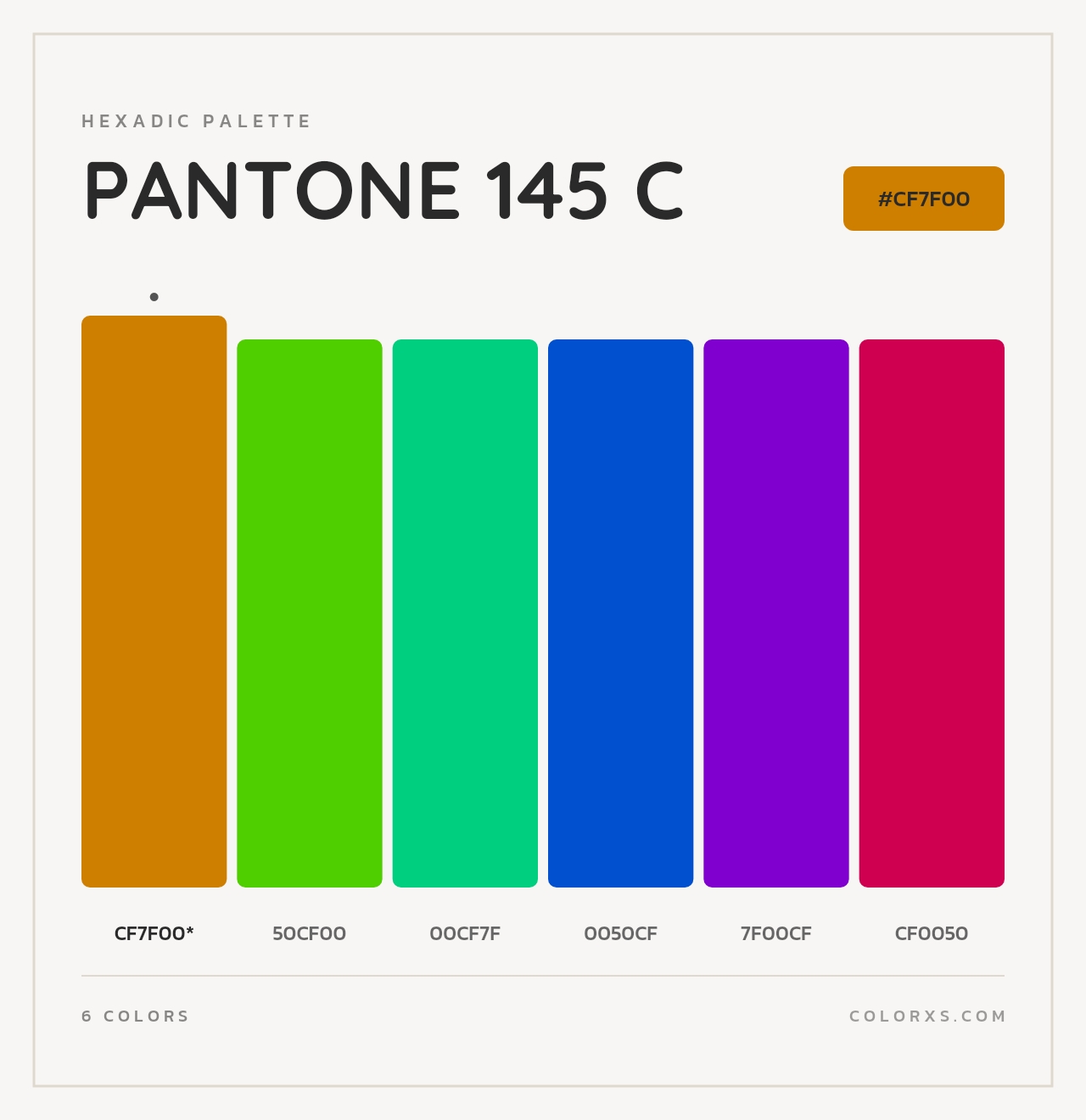 PANTONE 145 C - Hexadic Color Palette
