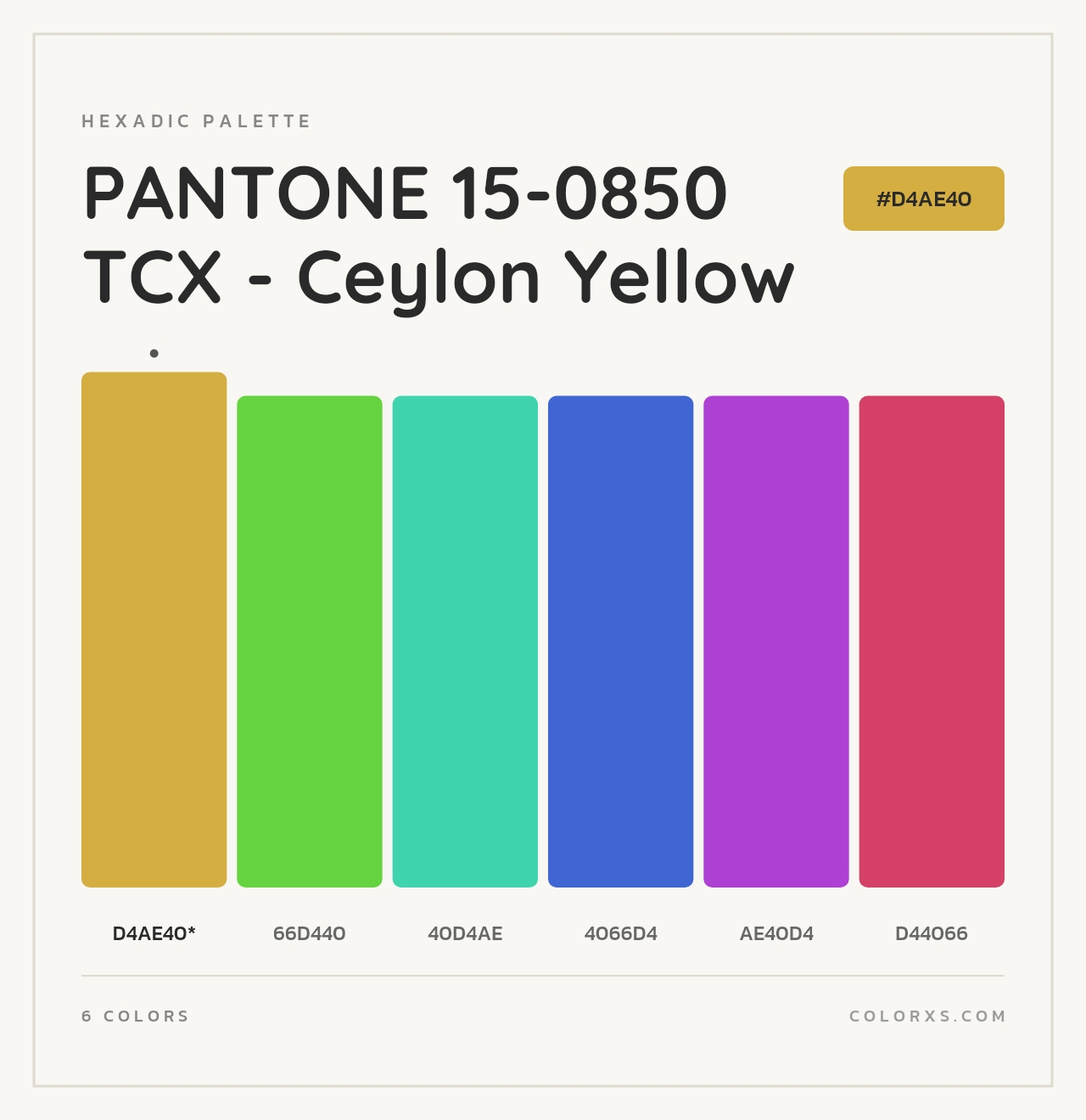 PANTONE 15-0850 TCX - Ceylon Yellow - Hexadic Color Palette