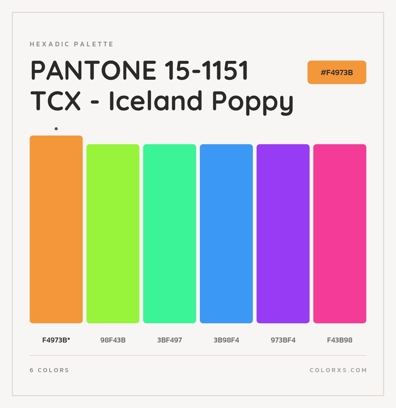 PANTONE 15-1151 TCX - Iceland Poppy - Hexadic Color Palette