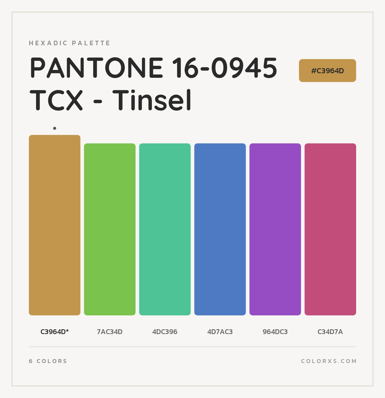 PANTONE 16-0945 TCX - Tinsel - Hexadic Color Palette