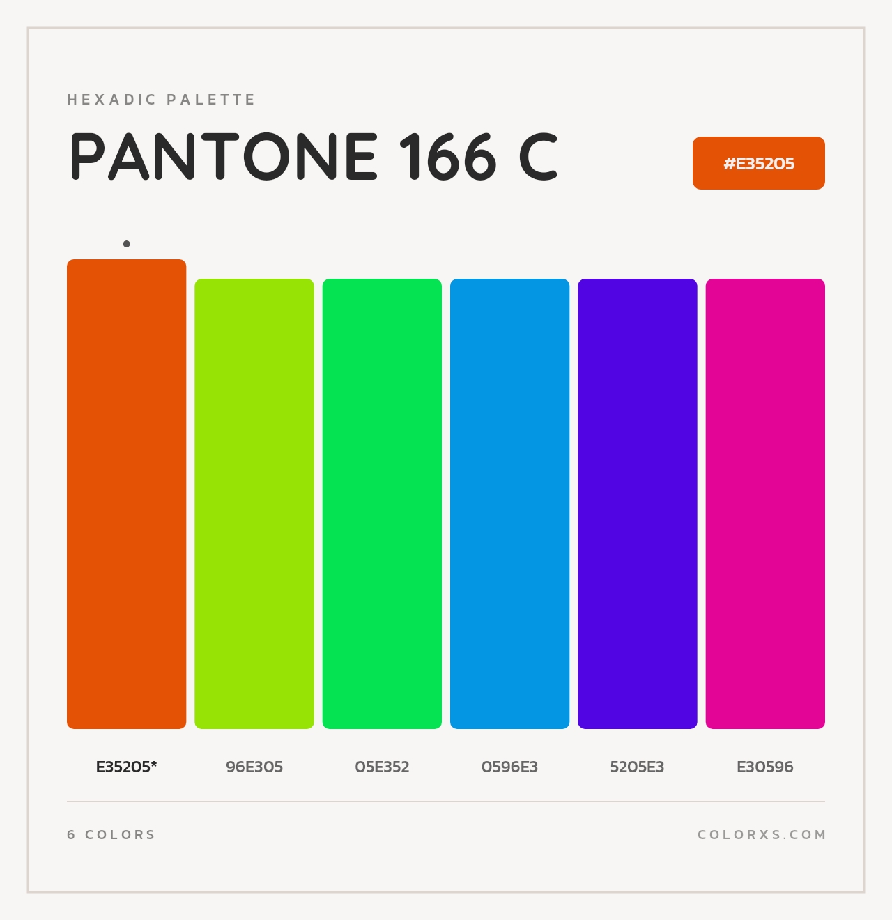 PANTONE 166 C - Hexadic Color Palette