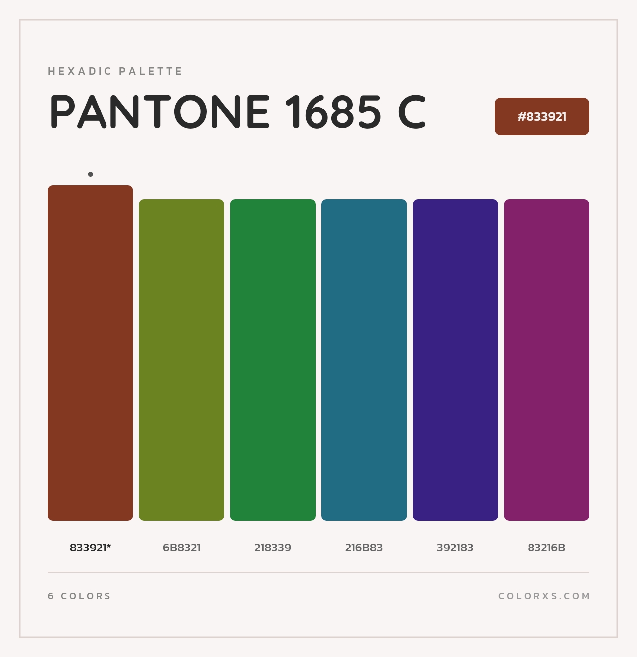 PANTONE 1685 C - Hexadic Color Palette