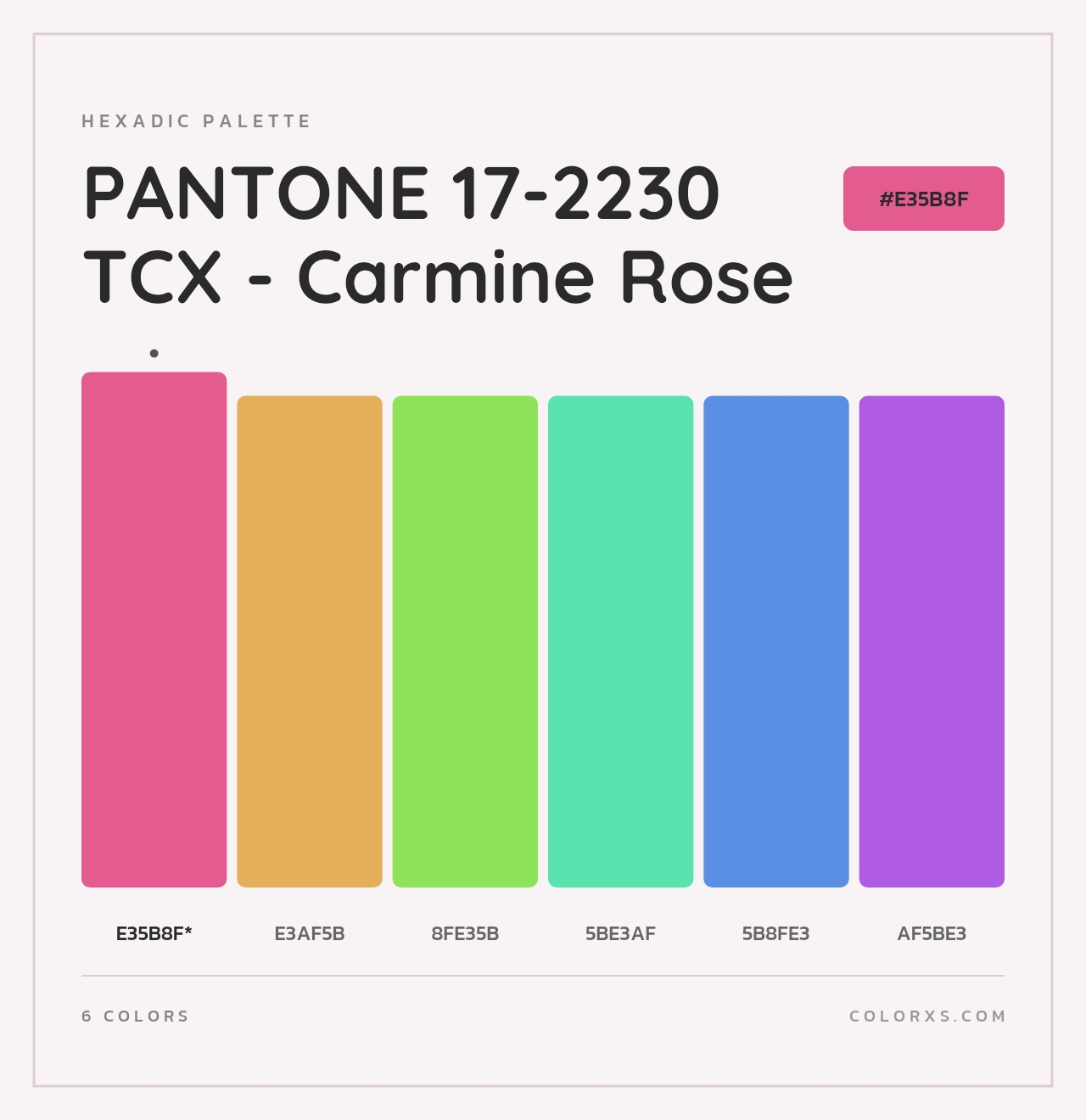 PANTONE 17-2230 TCX - Carmine Rose - Hexadic Color Palette