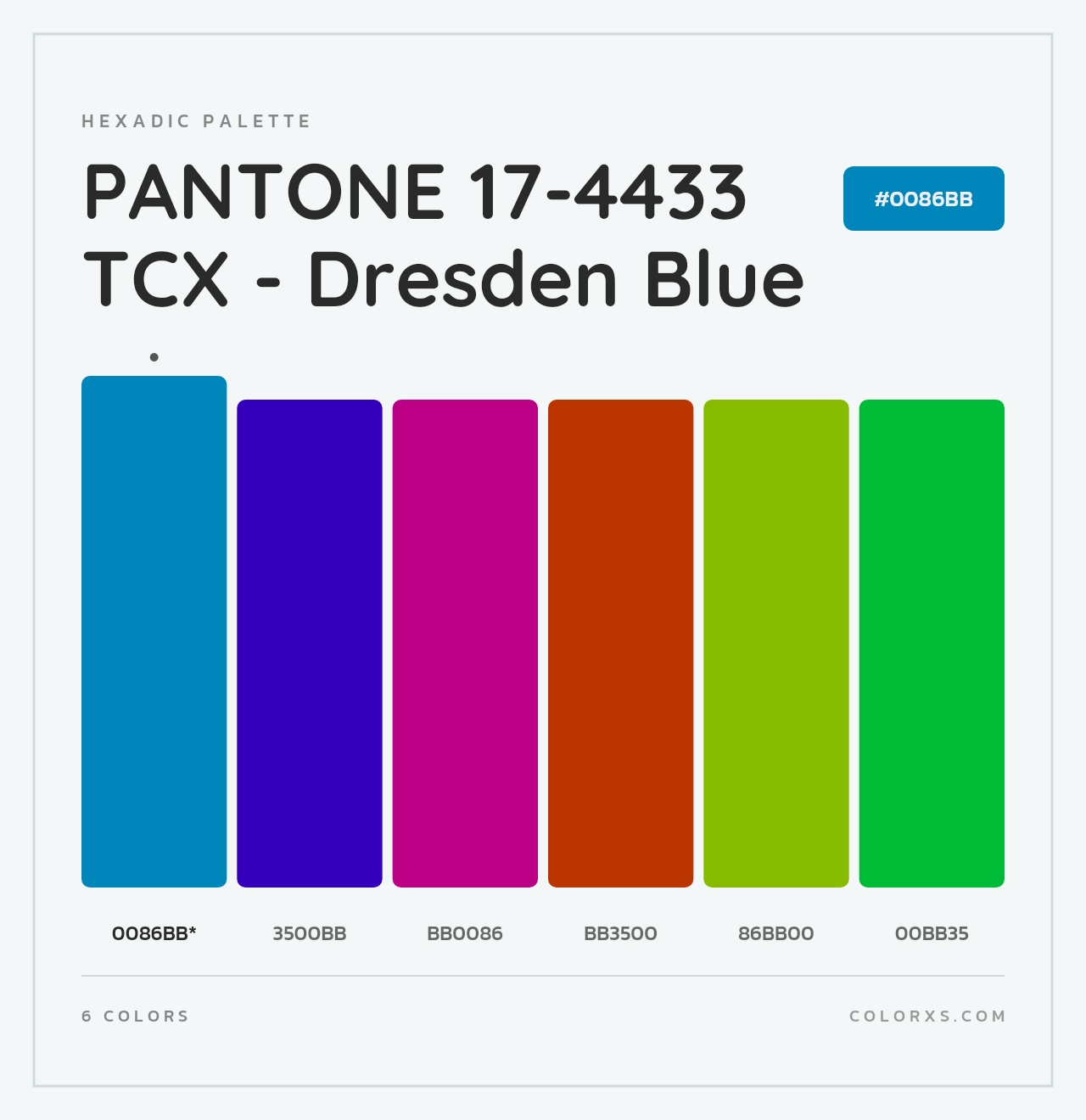 PANTONE 17-4433 TCX - Dresden Blue - Hexadic Color Palette