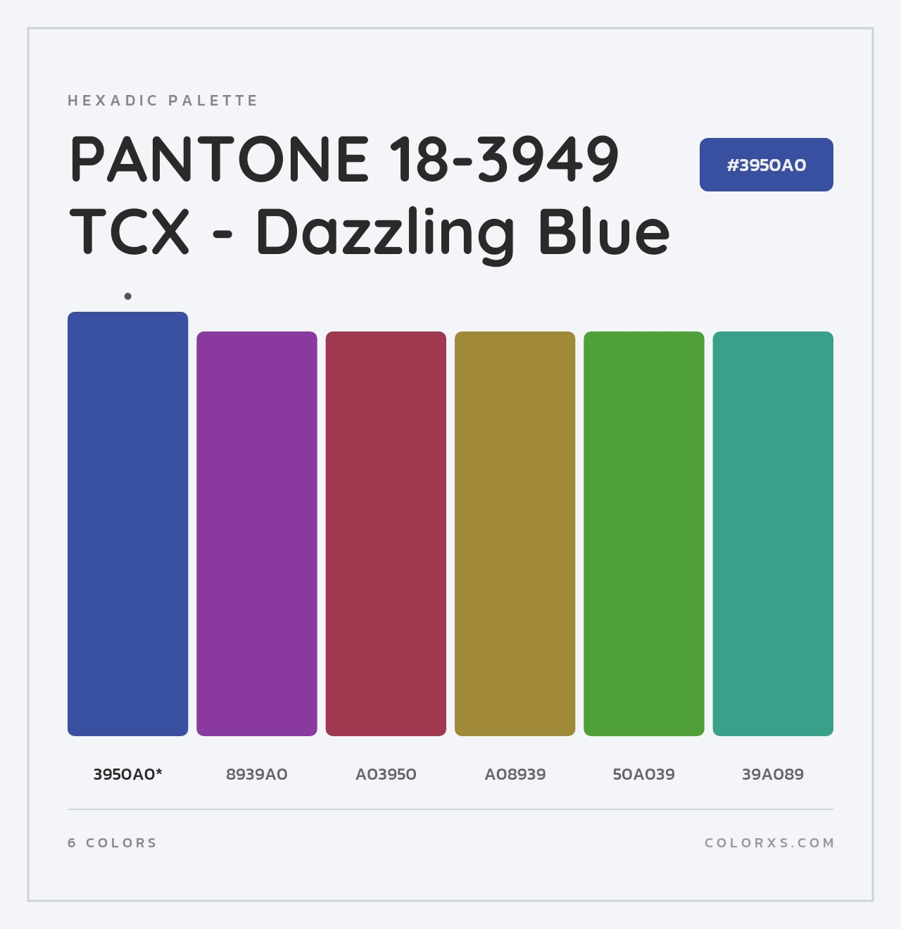 PANTONE 18-3949 TCX - Dazzling Blue - Hexadic Color Palette
