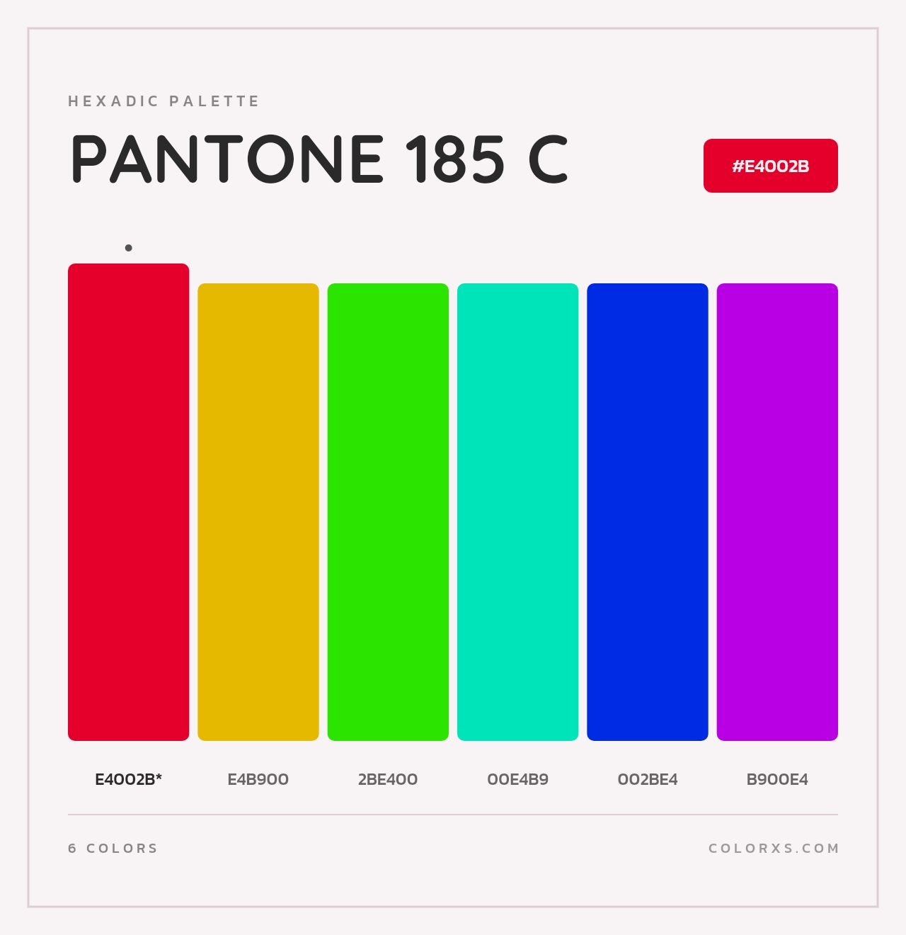 PANTONE 185 C - Hexadic Color Palette