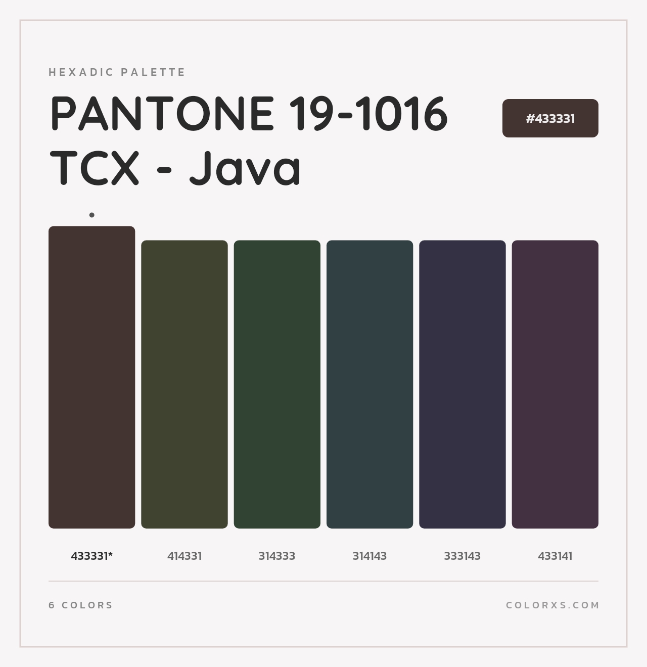 PANTONE 19-1016 TCX - Java - Hexadic Color Palette