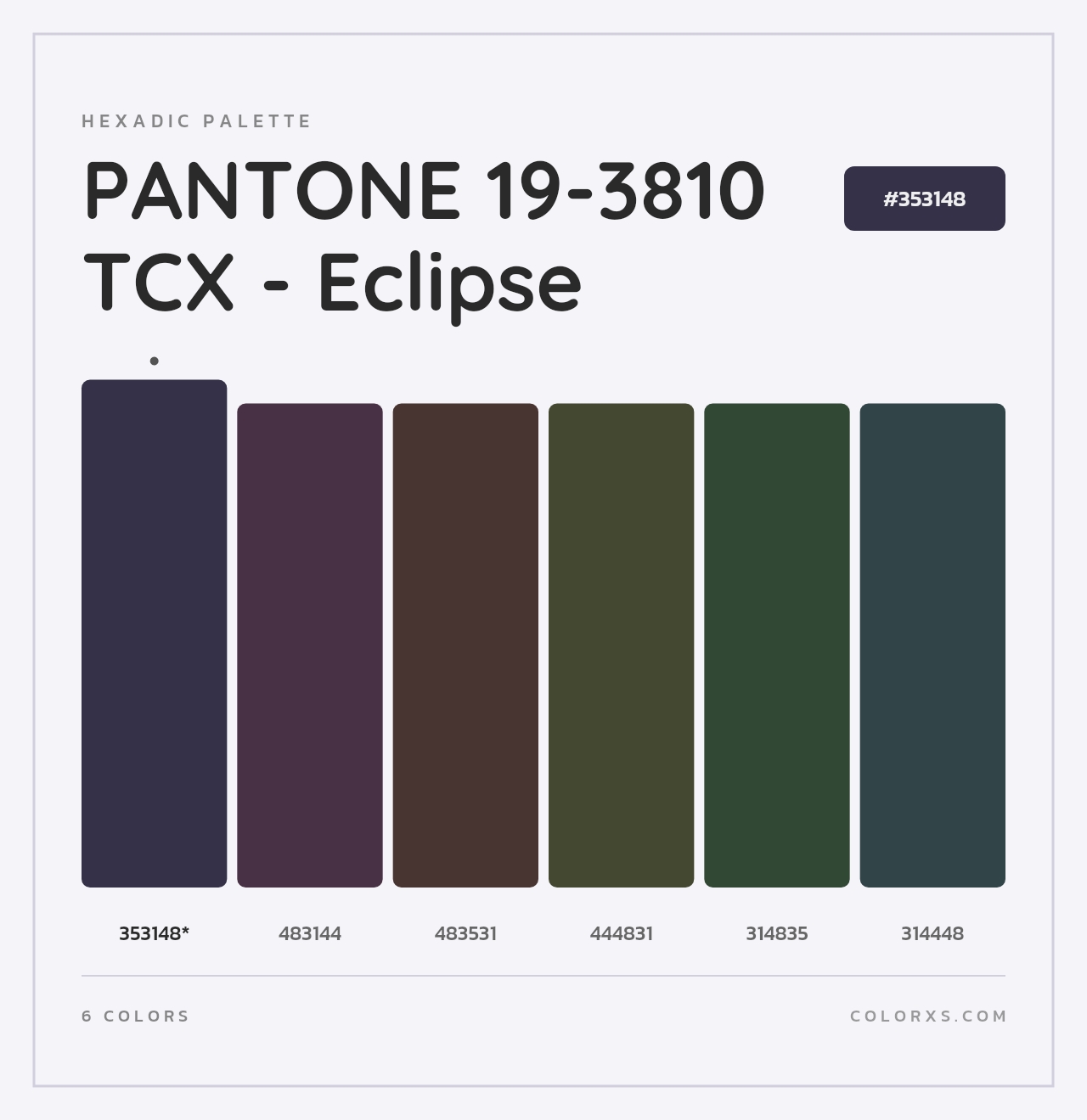 PANTONE 19-3810 TCX - Eclipse - Hexadic Color Palette