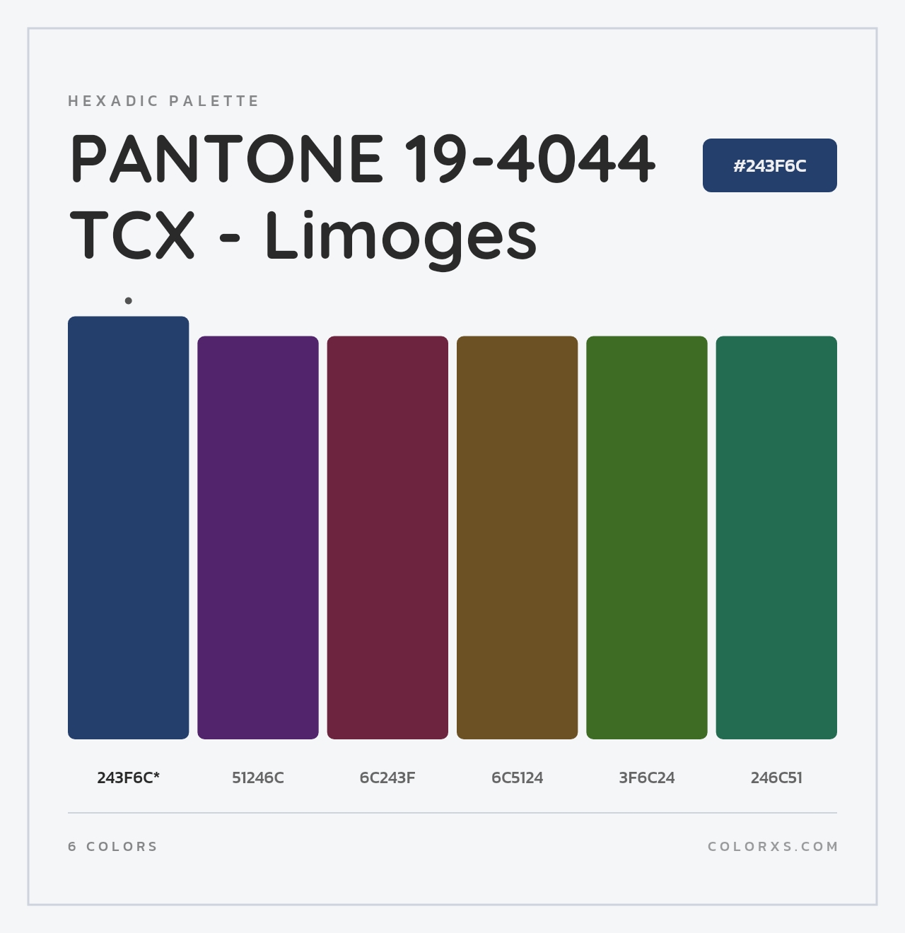 PANTONE 19-4044 TCX - Limoges - Hexadic Color Palette
