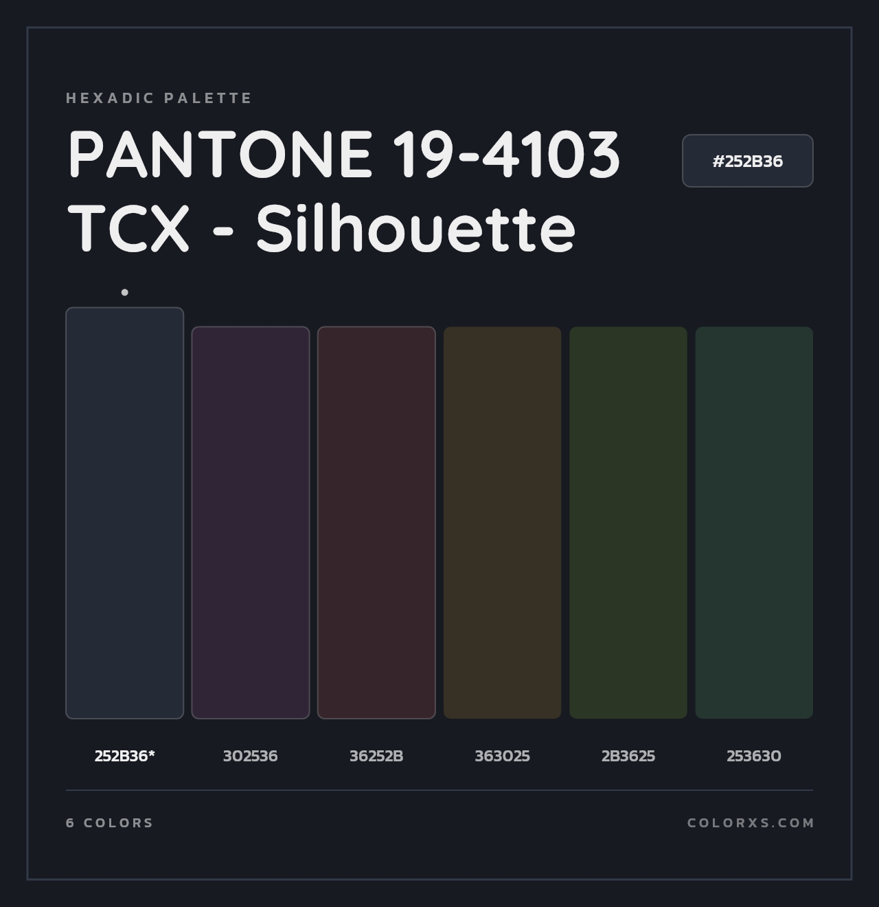 PANTONE 19-4103 TCX - Silhouette - Hexadic Color Palette