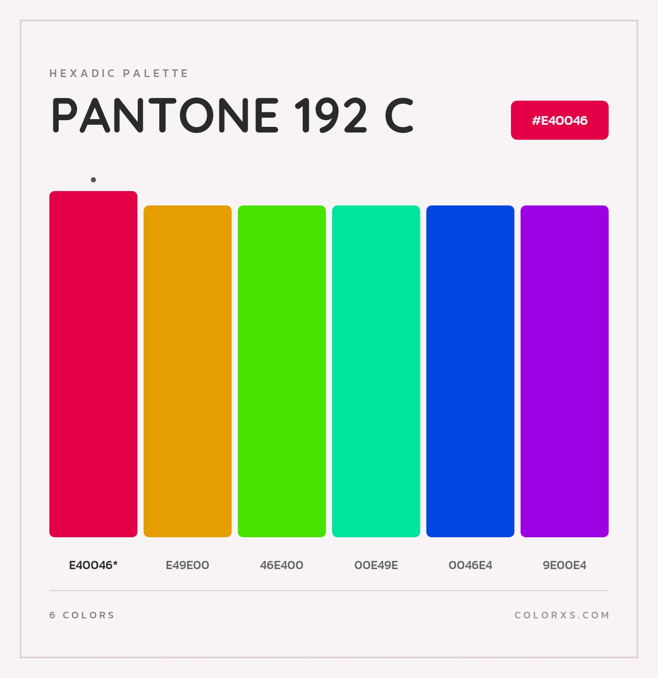 PANTONE 192 C - Hexadic Color Palette
